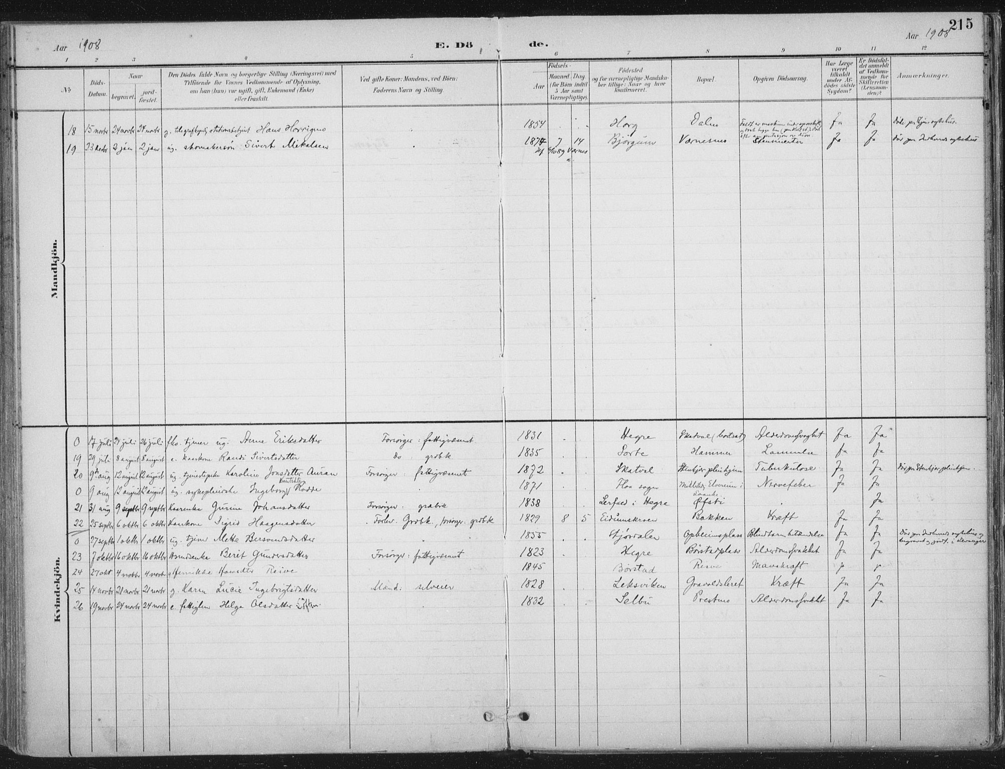Ministerialprotokoller, klokkerbøker og fødselsregistre - Nord-Trøndelag, SAT/A-1458/709/L0082: Parish register (official) no. 709A22, 1896-1916, p. 215