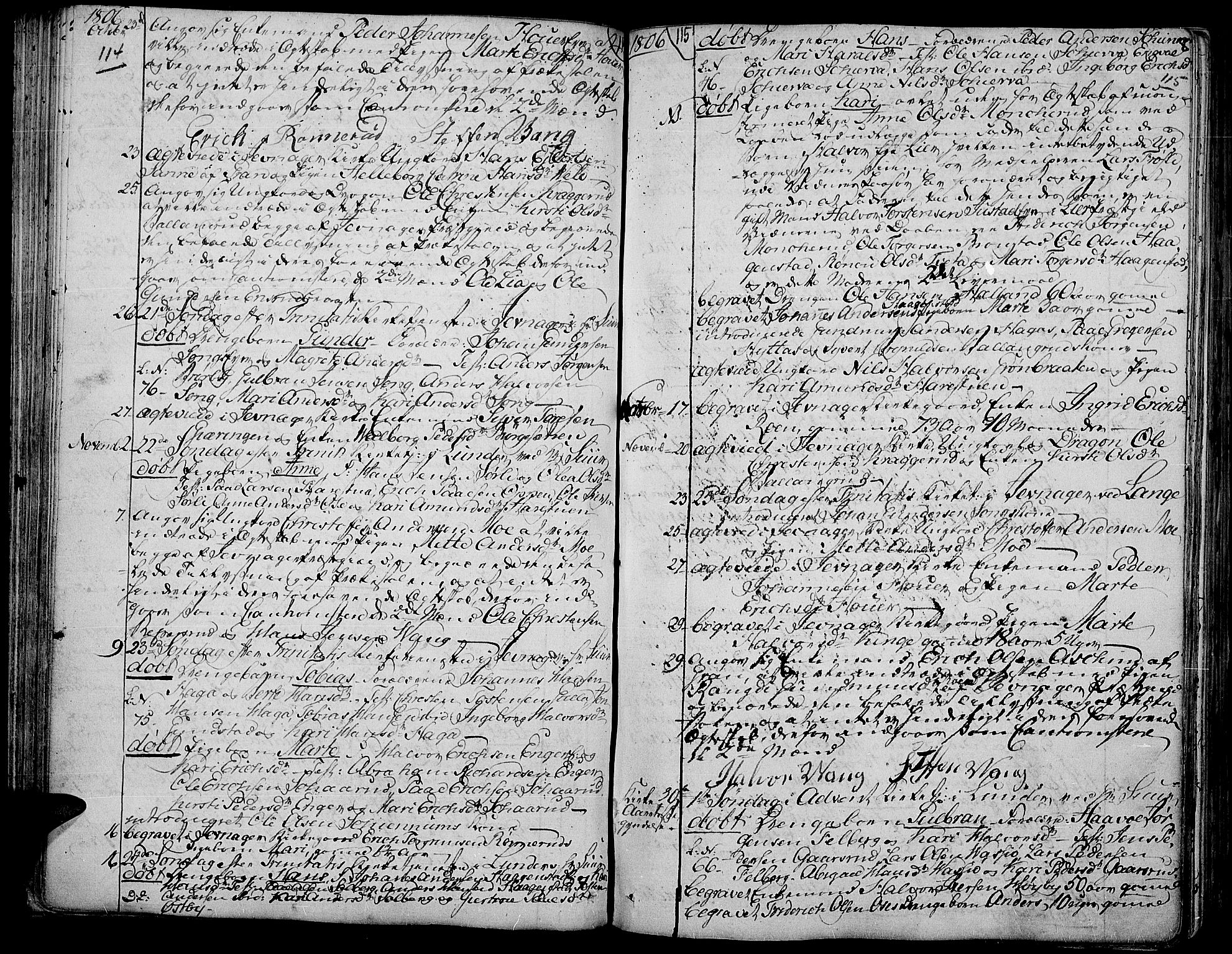 Jevnaker prestekontor, AV/SAH-PREST-116/H/Ha/Haa/L0004: Parish register (official) no. 4, 1800-1861, p. 114-115