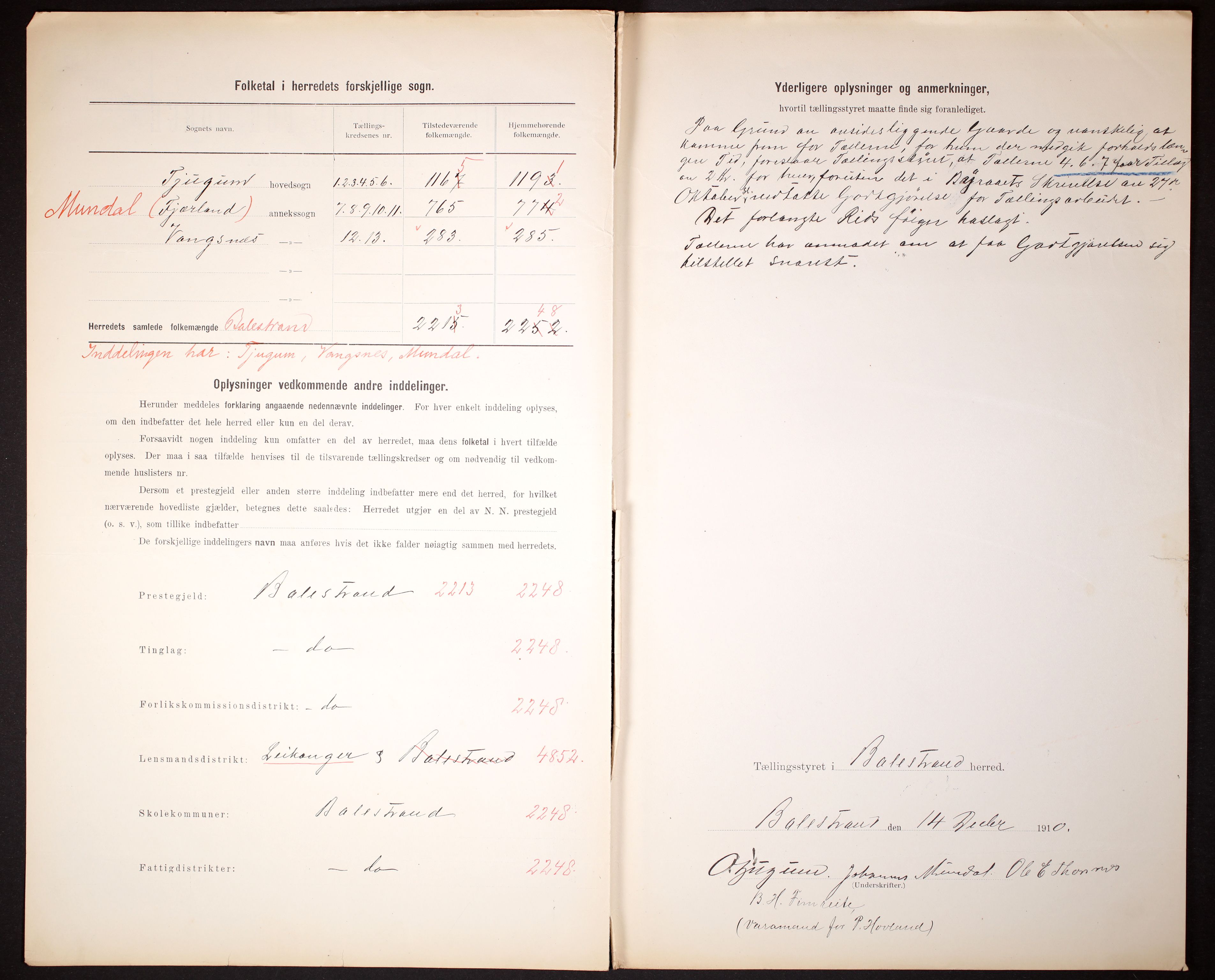 RA, 1910 census for Balestrand, 1910, p. 3