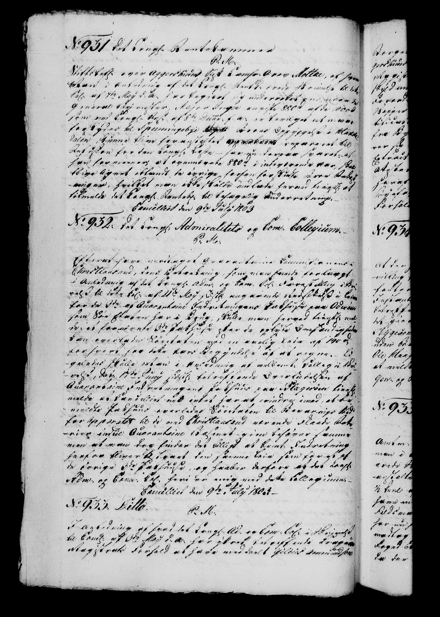 Danske Kanselli 1800-1814, AV/RA-EA-3024/H/Hg/Hga/Hgaa/L0008: Brevbok, 1803