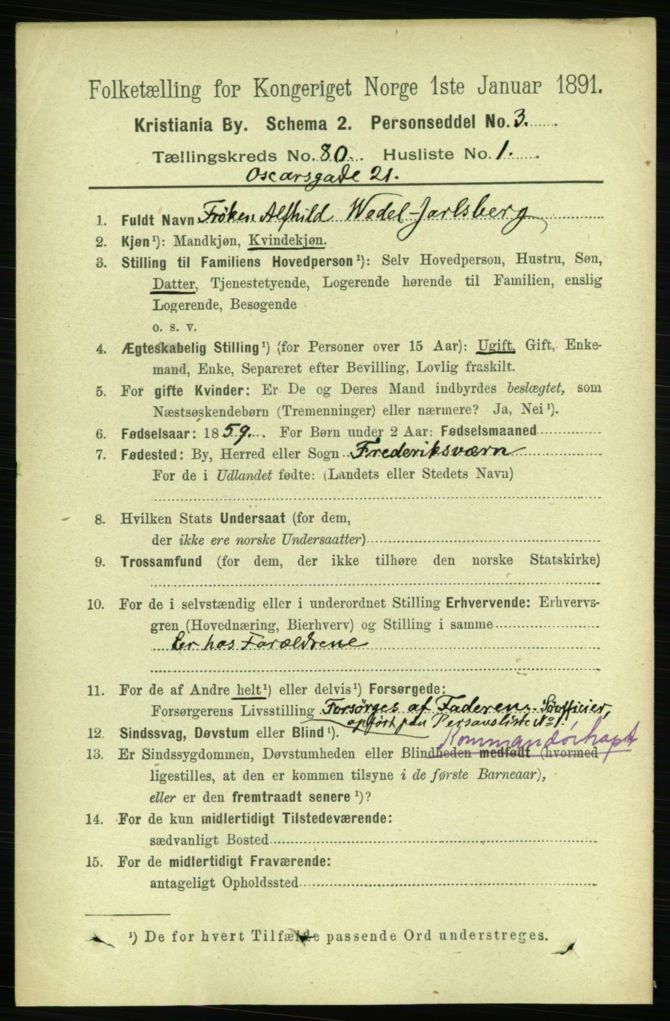 RA, 1891 census for 0301 Kristiania, 1891, p. 41274