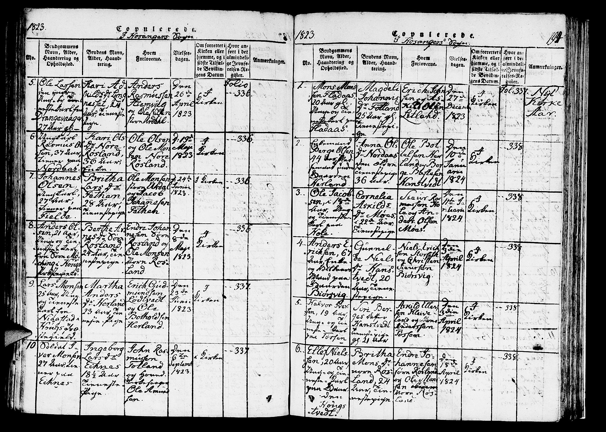 Hosanger sokneprestembete, AV/SAB-A-75801/H/Haa: Parish register (official) no. A 5, 1815-1824, p. 194