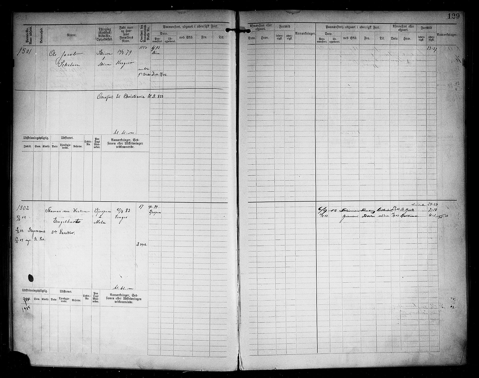 Skien innrulleringskontor, AV/SAKO-A-832/F/Fb/L0006: Hovedrulle, 1892-1913, p. 132