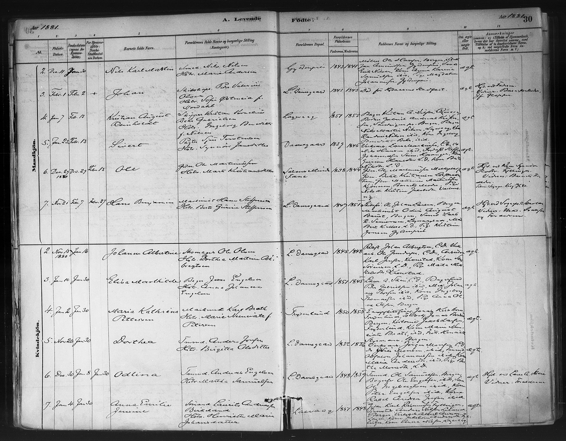 Askøy Sokneprestembete, SAB/A-74101/H/Ha/Haa/Haae/L0002: Parish register (official) no. E 2, 1878-1891, p. 30