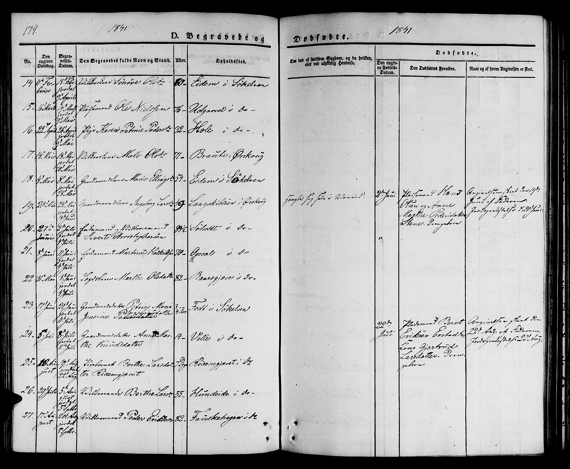 Ministerialprotokoller, klokkerbøker og fødselsregistre - Møre og Romsdal, AV/SAT-A-1454/522/L0311: Parish register (official) no. 522A06, 1832-1842, p. 174