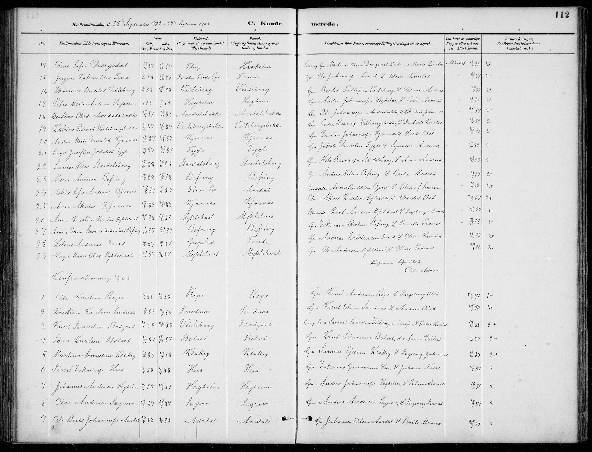 Jølster sokneprestembete, SAB/A-80701/H/Hab/Habb/L0002: Parish register (copy) no. B 2, 1887-1920, p. 112