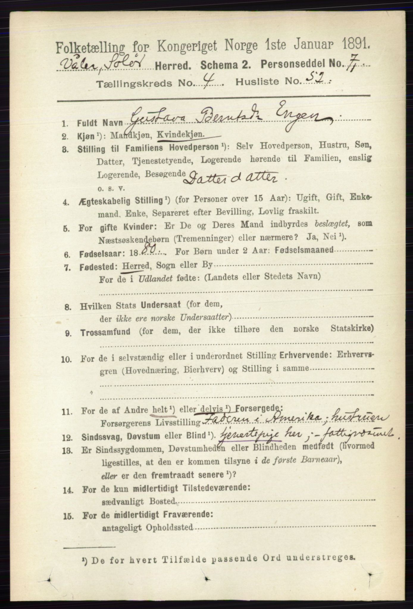 RA, 1891 census for 0426 Våler, 1891, p. 1789