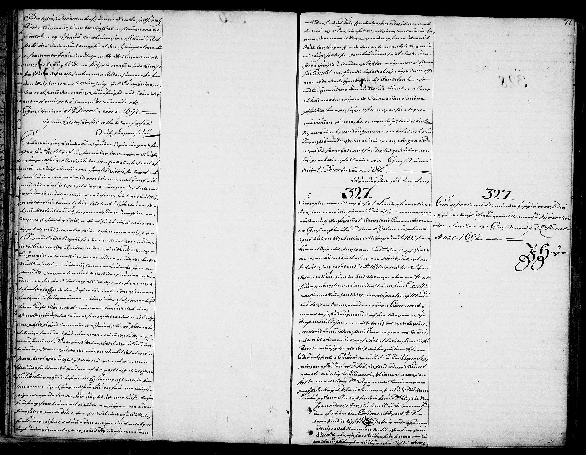 Stattholderembetet 1572-1771, RA/EA-2870/Ad/L0005: Supplikasjons- og resolusjonsprotokoll, 1692-1699, p. 70b-71a