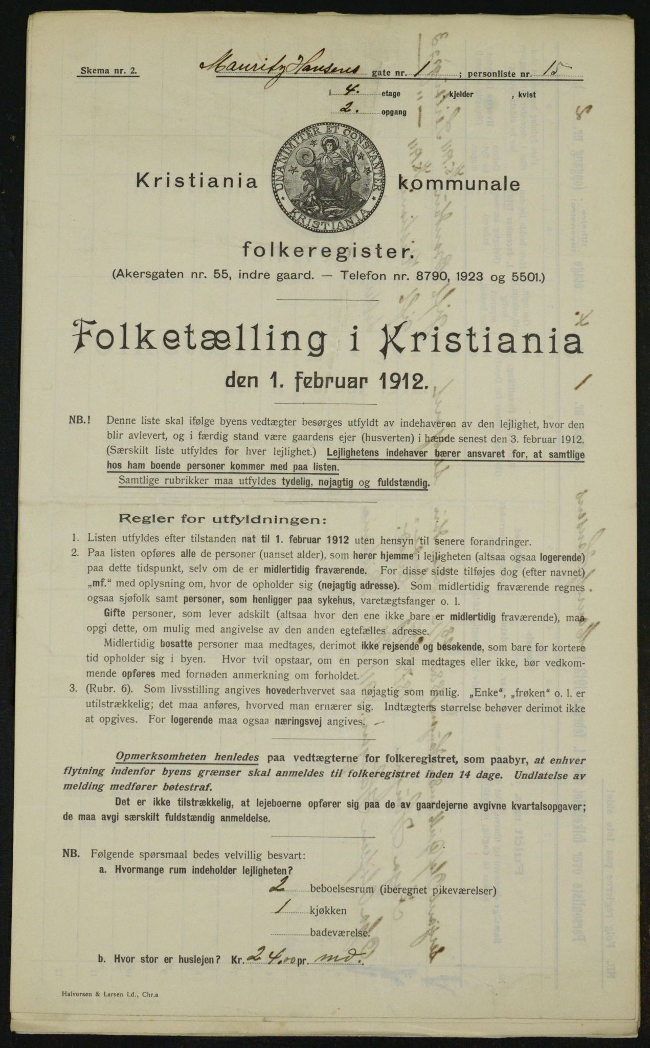 OBA, Municipal Census 1912 for Kristiania, 1912, p. 65259