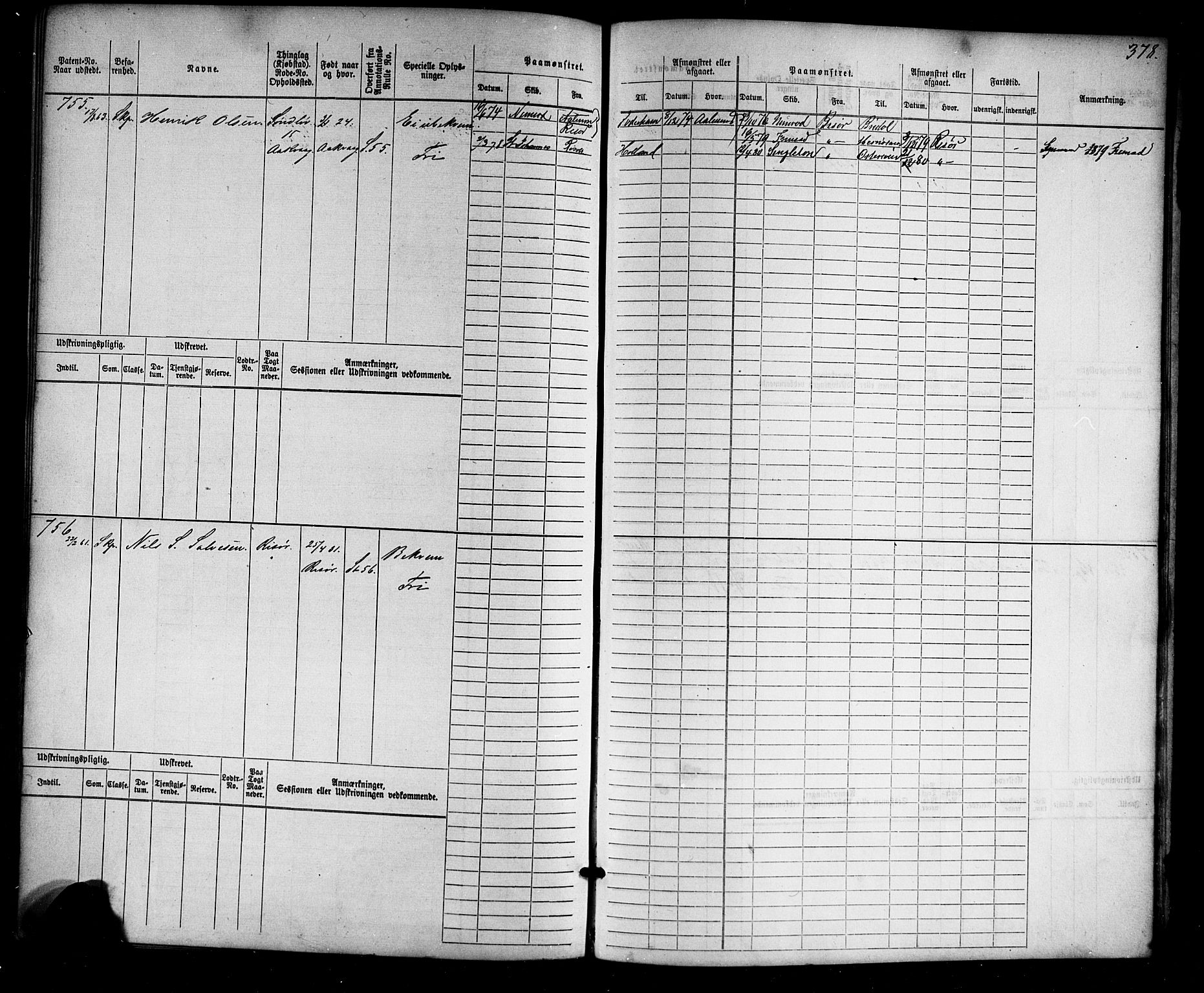 Risør mønstringskrets, AV/SAK-2031-0010/F/Fb/L0010: Hovedrulle nr 1-770, T-9, 1869-1890, p. 389