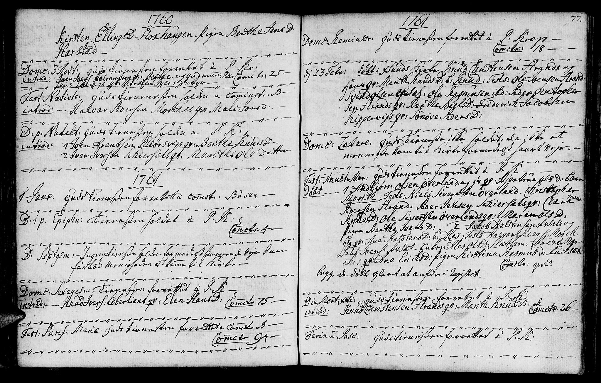 Ministerialprotokoller, klokkerbøker og fødselsregistre - Møre og Romsdal, SAT/A-1454/568/L0798: Parish register (official) no. 568A07, 1753-1780, p. 76-77