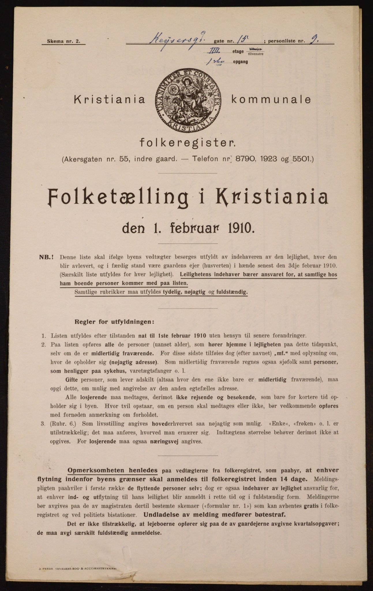 OBA, Municipal Census 1910 for Kristiania, 1910, p. 47845