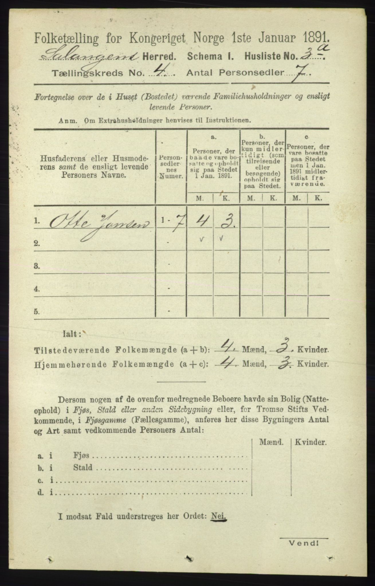 RA, 1891 census for 1921 Salangen, 1891, p. 1739