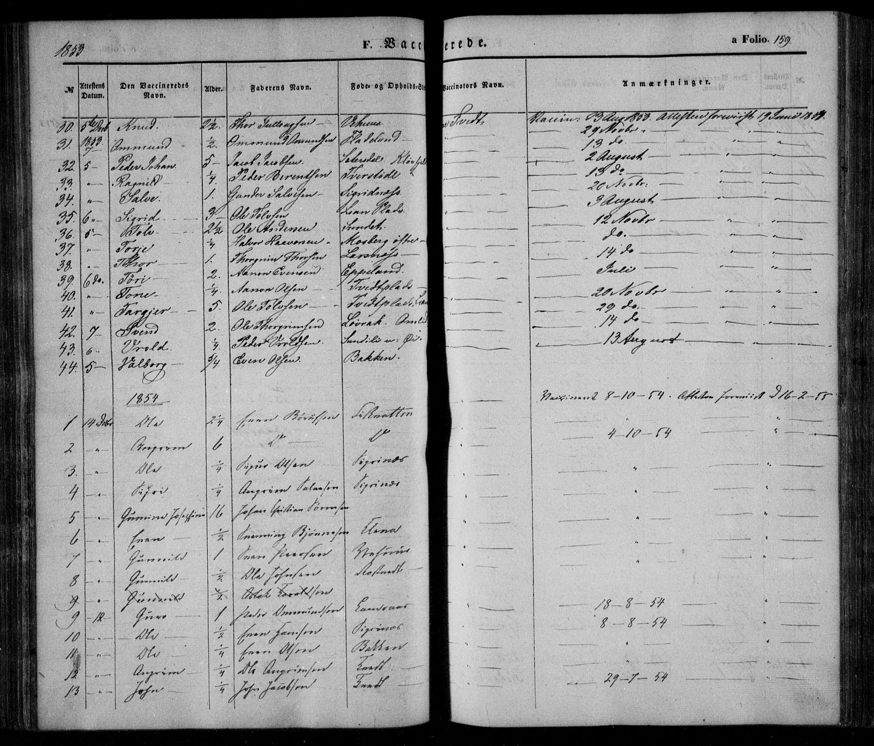 Åmli sokneprestkontor, AV/SAK-1111-0050/F/Fa/Fac/L0008: Parish register (official) no. A 8, 1852-1869, p. 159