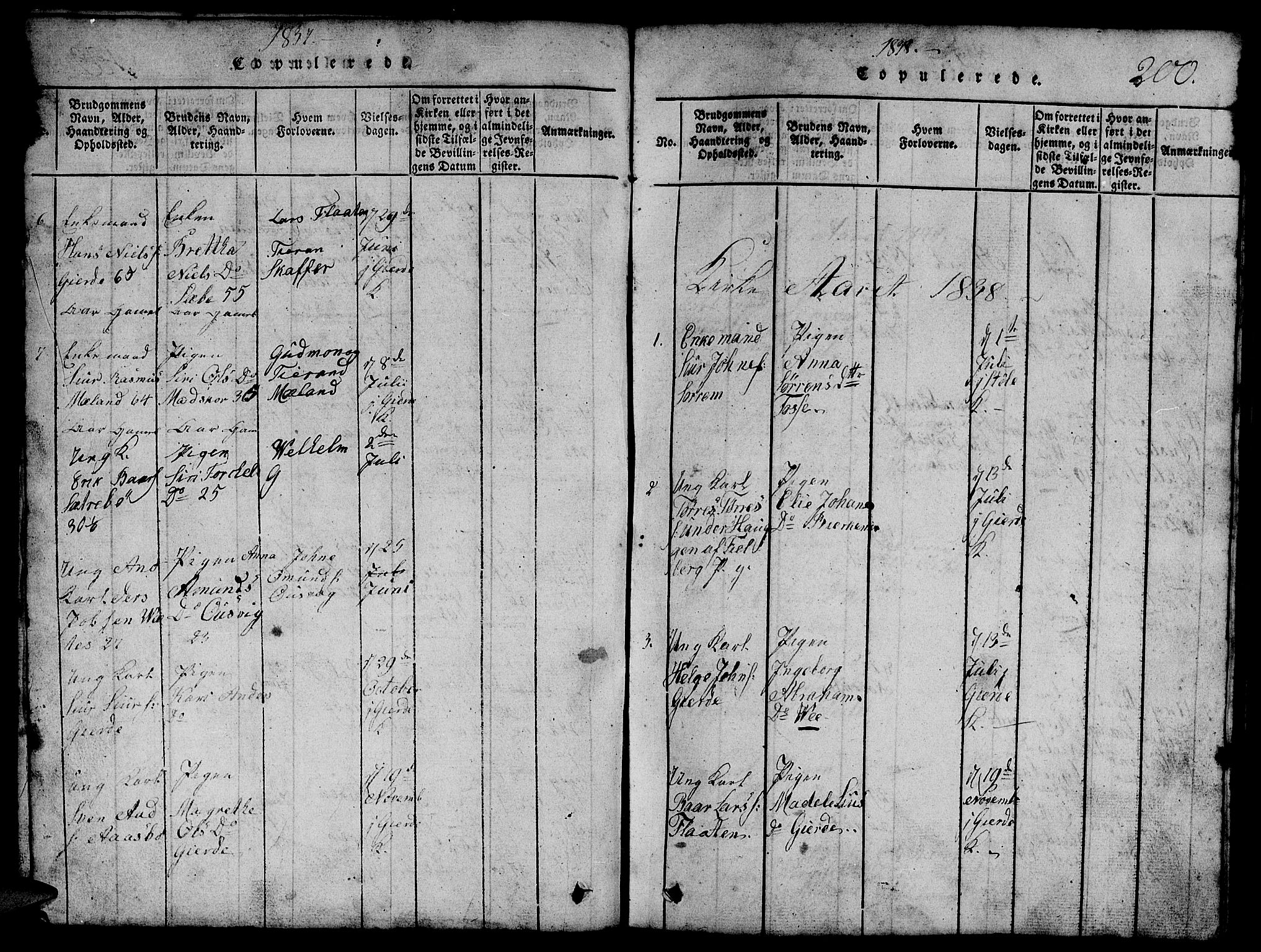 Etne sokneprestembete, SAB/A-75001/H/Hab: Parish register (copy) no. B 1, 1815-1850, p. 200