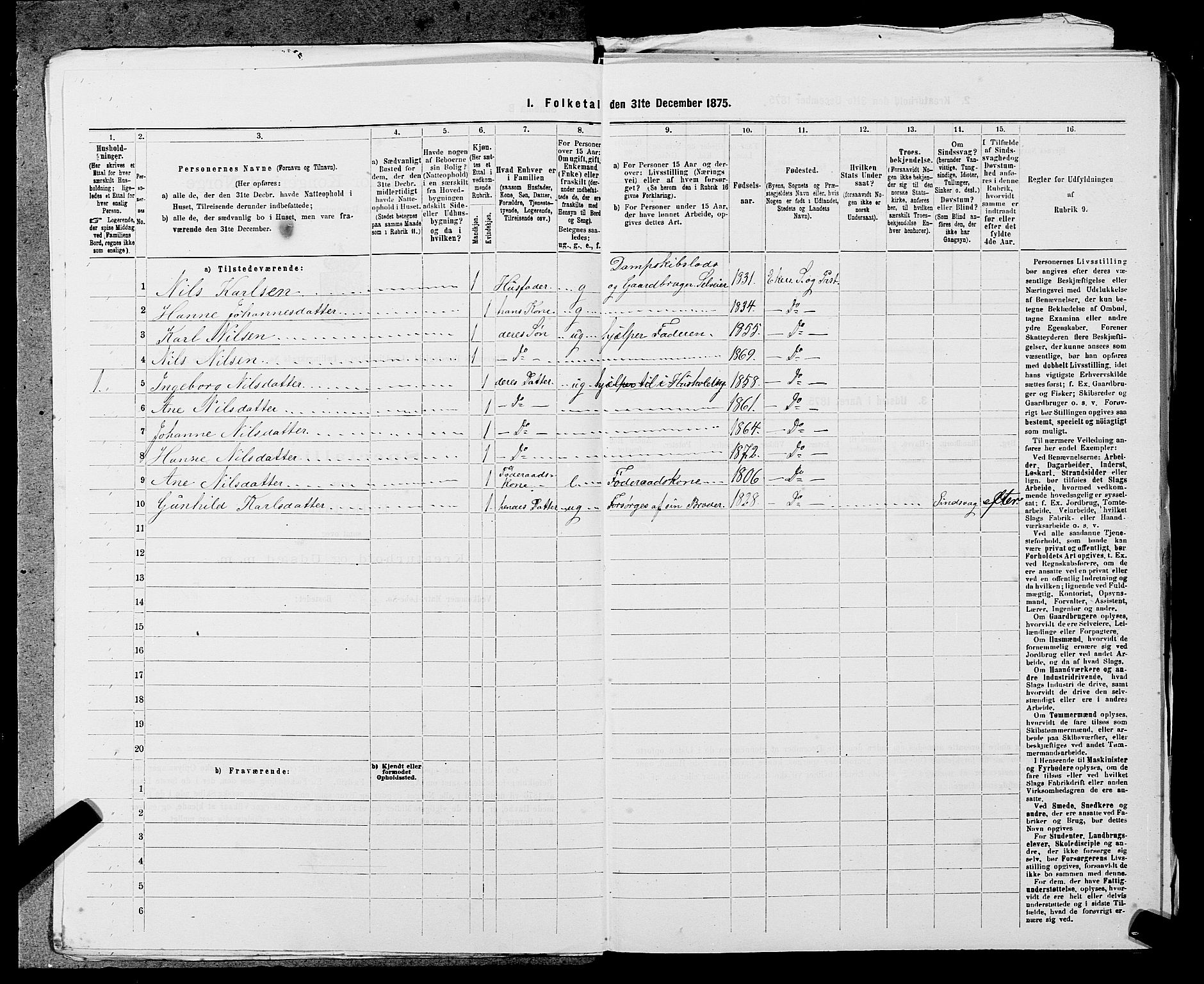 SAST, 1875 census for 1116L Eigersund/Eigersund og Ogna, 1875, p. 639