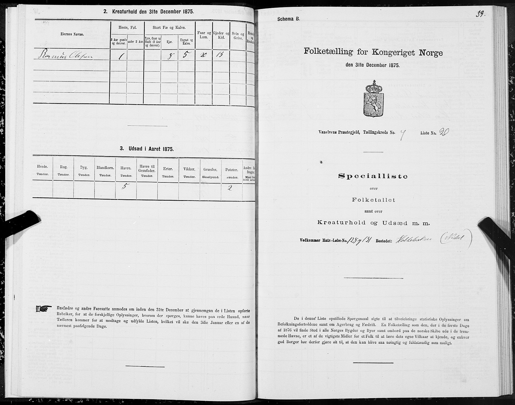 SAT, 1875 census for 1511P Vanylven, 1875, p. 4039