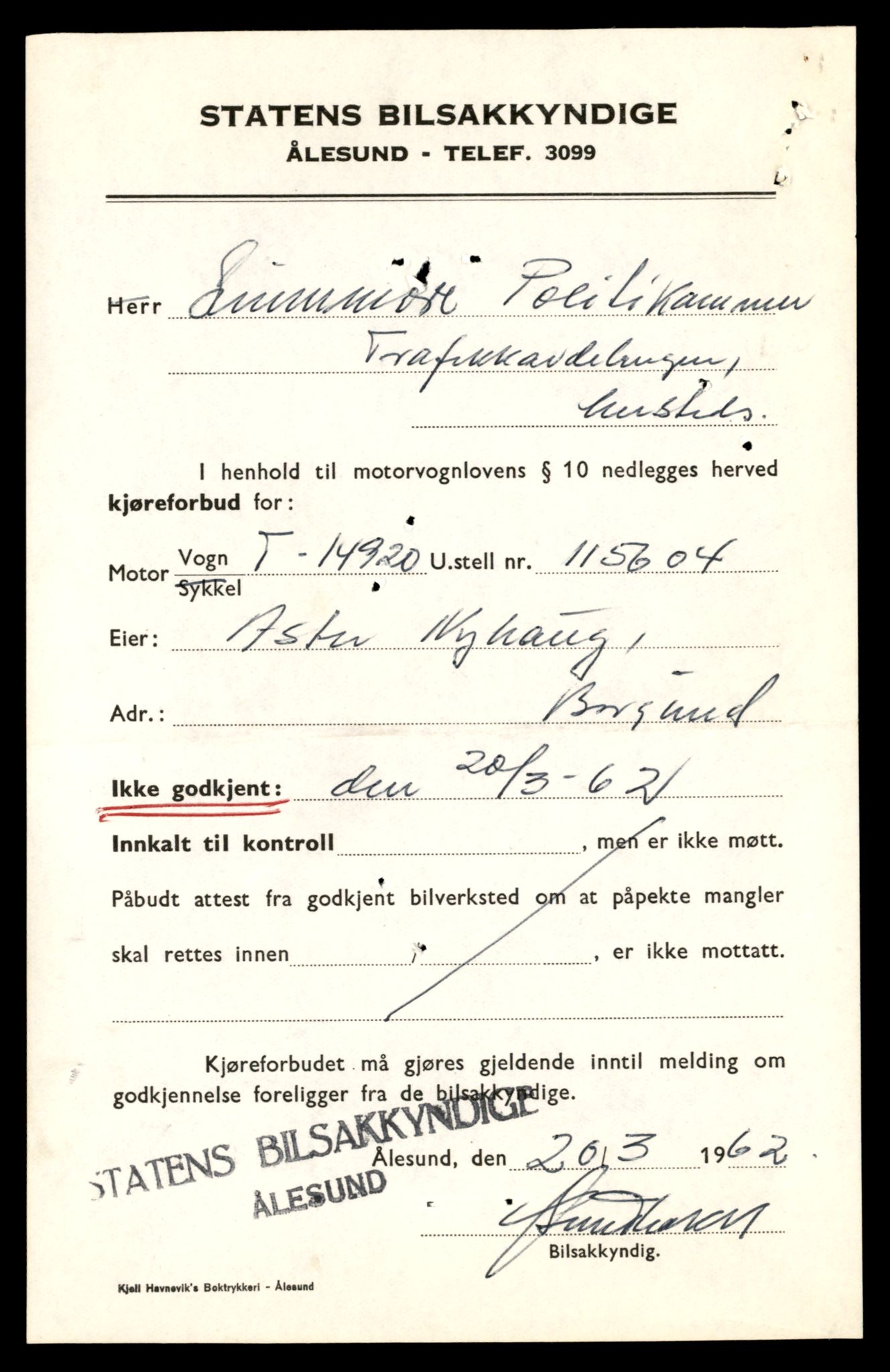 Møre og Romsdal vegkontor - Ålesund trafikkstasjon, AV/SAT-A-4099/F/Fe/L0049: Registreringskort for kjøretøy T 14864 - T 18613, 1927-1998, p. 1317