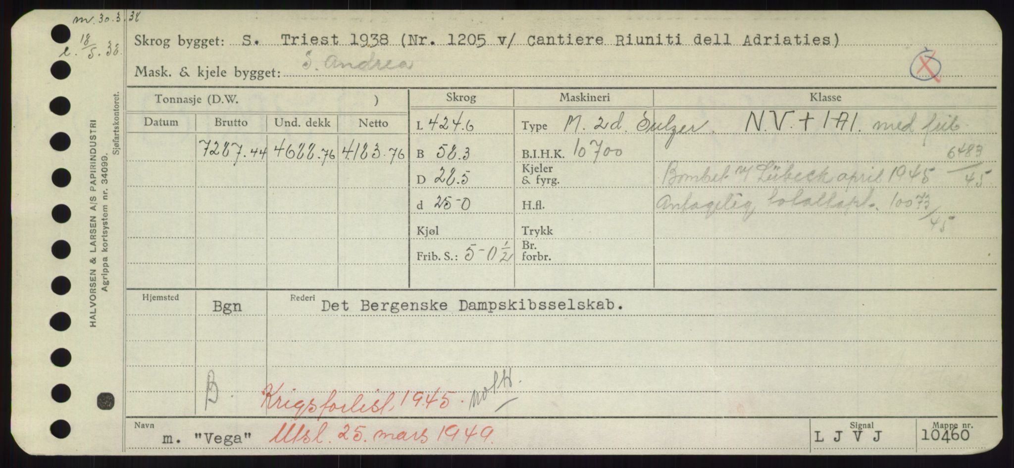 Sjøfartsdirektoratet med forløpere, Skipsmålingen, RA/S-1627/H/Hd/L0040: Fartøy, U-Ve, p. 461