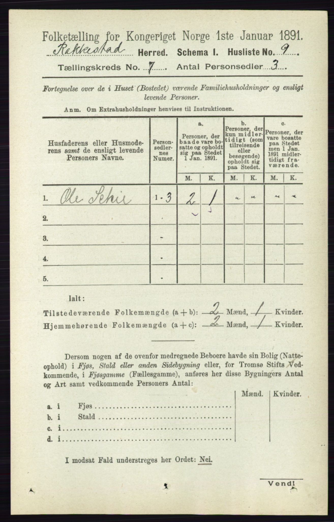 RA, 1891 census for 0128 Rakkestad, 1891, p. 3052