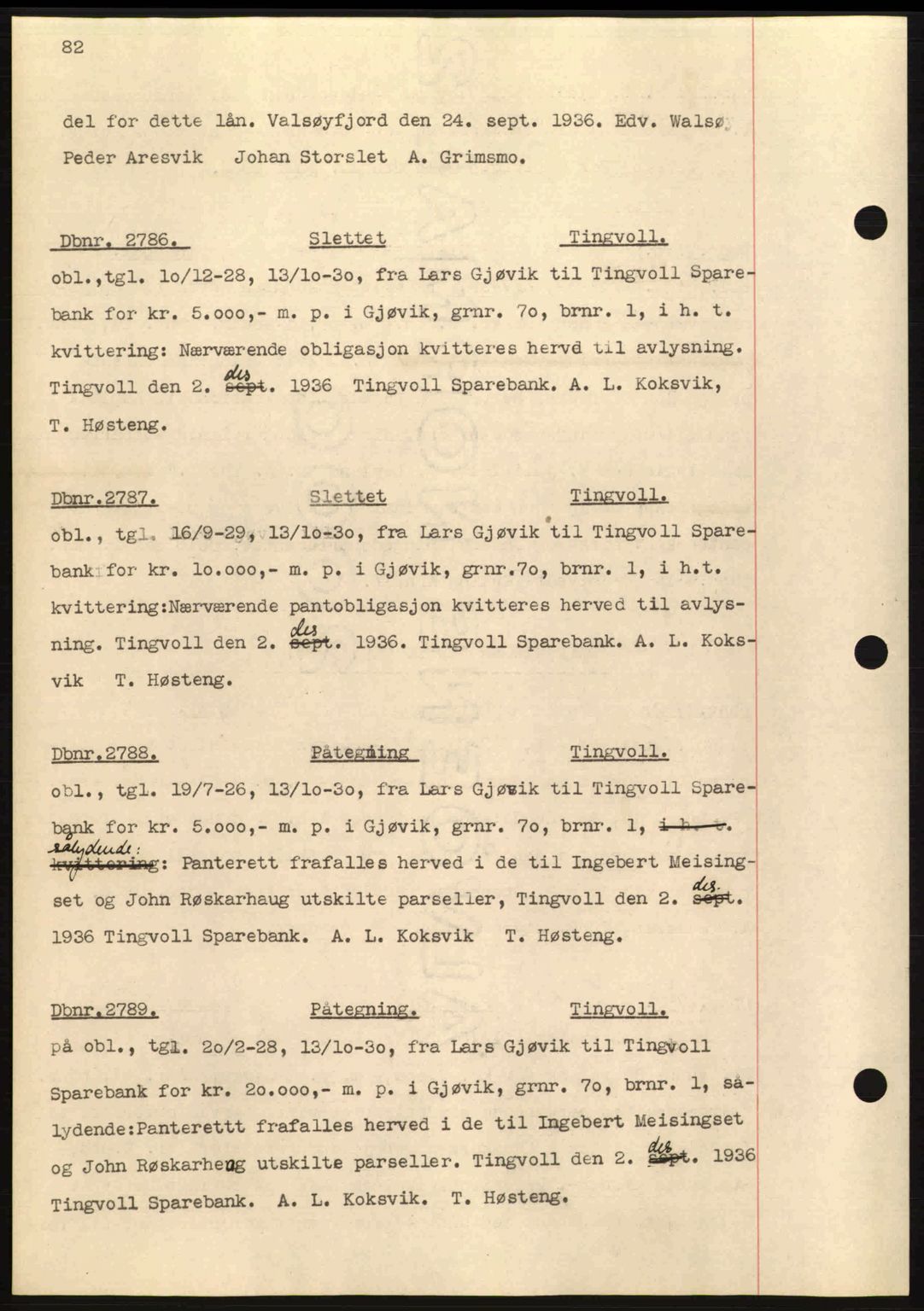 Nordmøre sorenskriveri, AV/SAT-A-4132/1/2/2Ca: Mortgage book no. C80, 1936-1939, Diary no: : 2786/1936