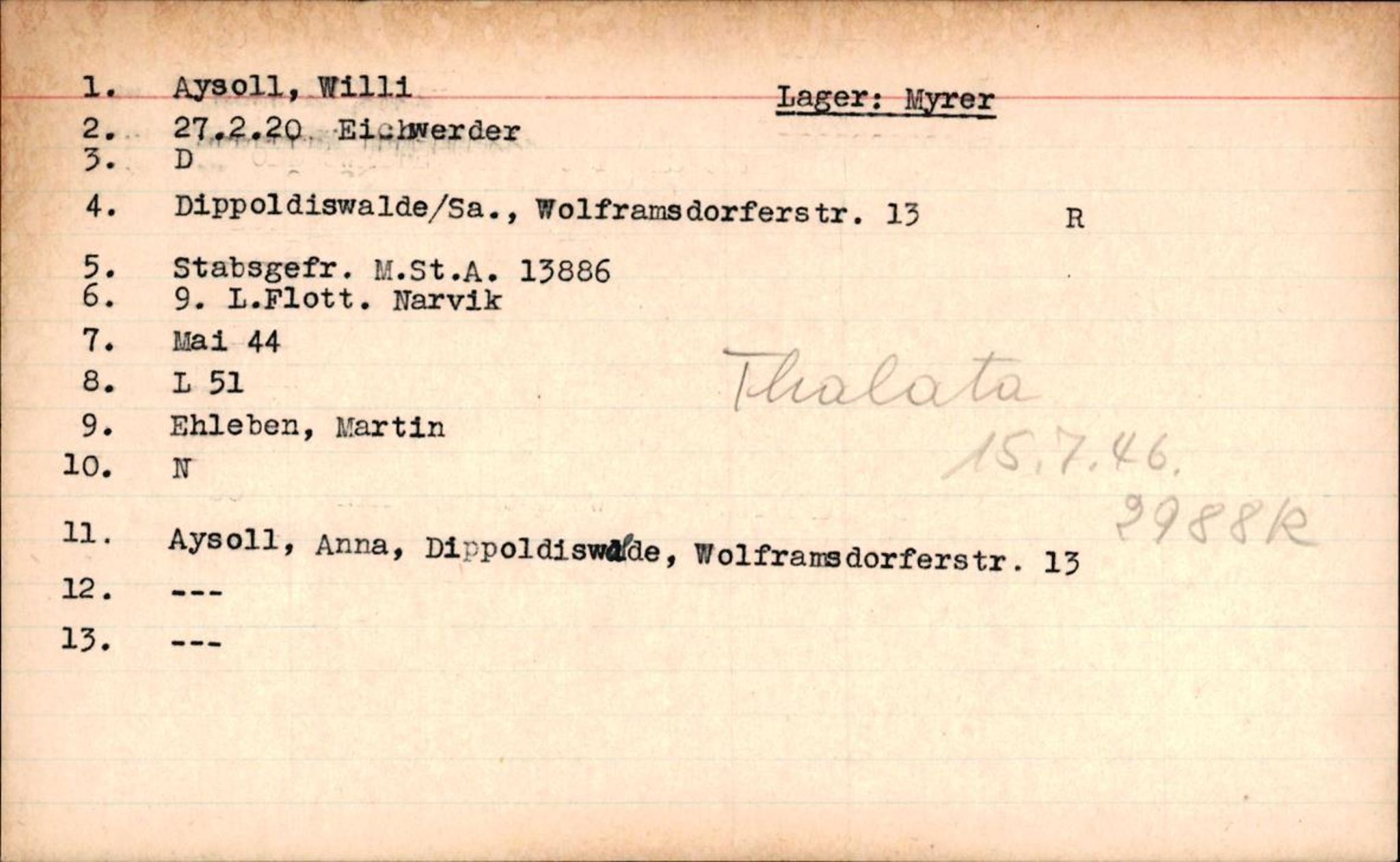 Hjemsendte tyskere , RA/RAFA-6487/D/Db/L0006: Adam-Zimmerman + Ableiter-Barta, 1945-1947, p. 793