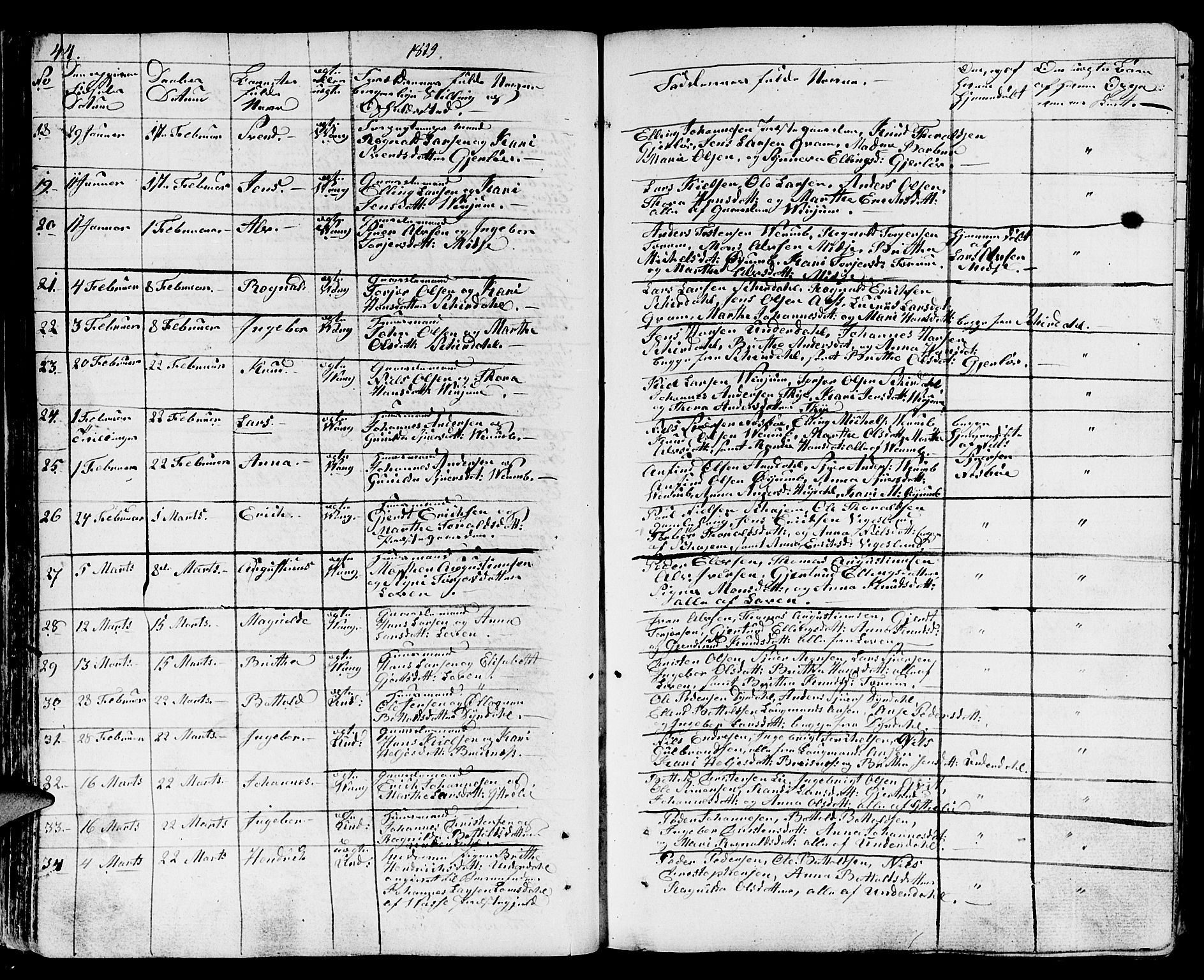 Aurland sokneprestembete, SAB/A-99937/H/Ha/Haa/L0006: Parish register (official) no. A 6, 1821-1859, p. 44