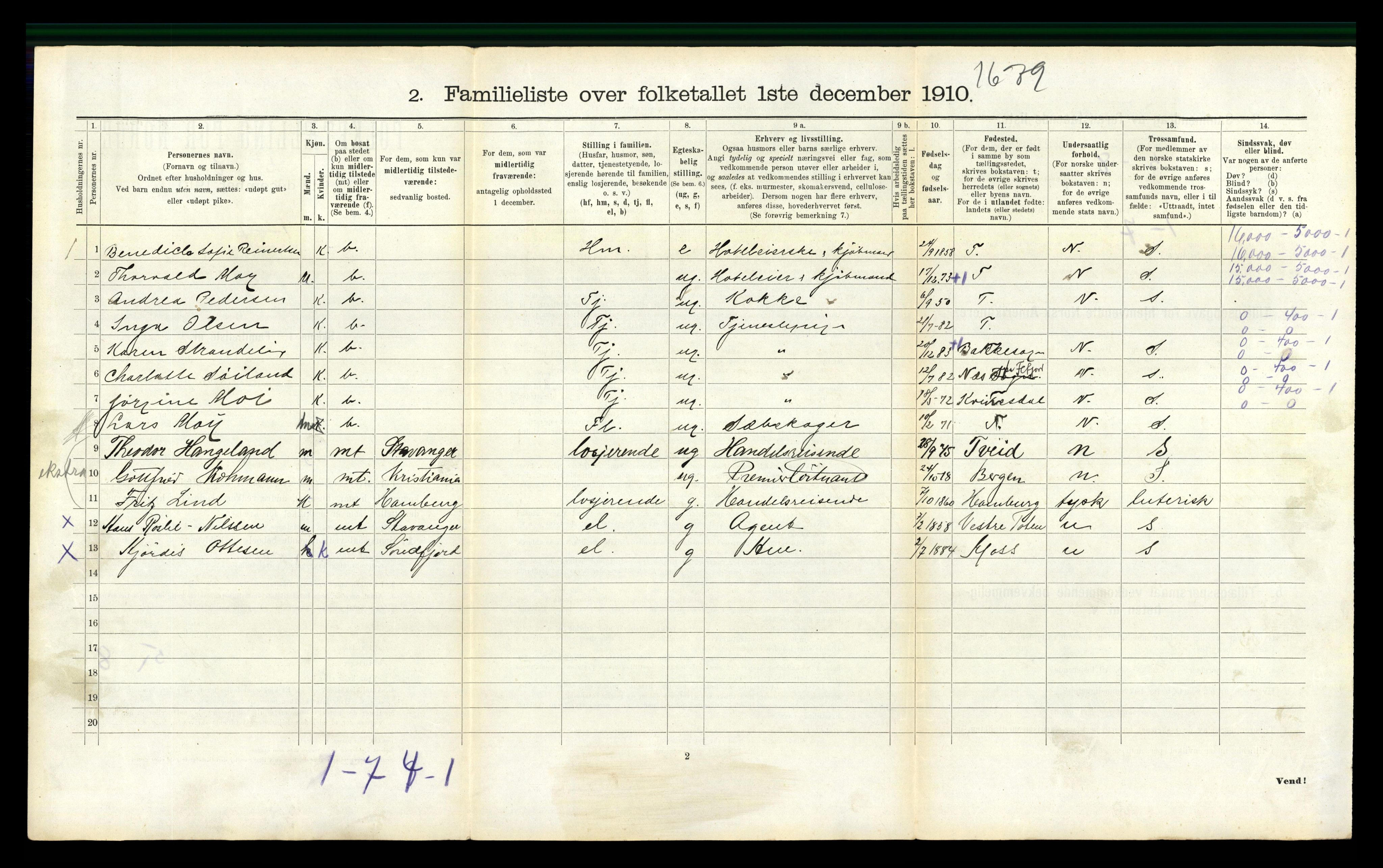 RA, 1910 census for Flekkefjord, 1910, p. 1035