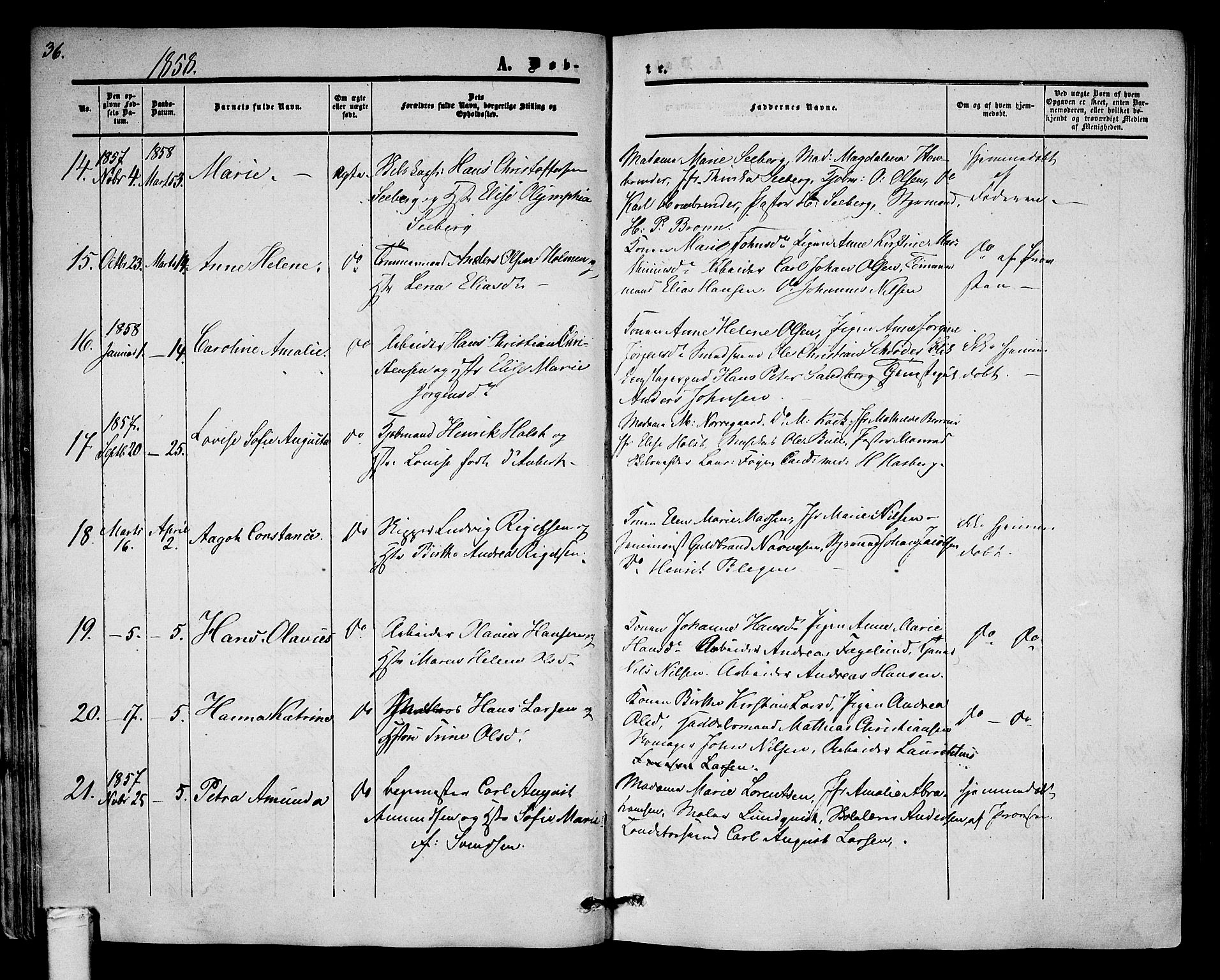 Tønsberg kirkebøker, AV/SAKO-A-330/G/Ga/L0003: Parish register (copy) no. 3, 1855-1864, p. 36