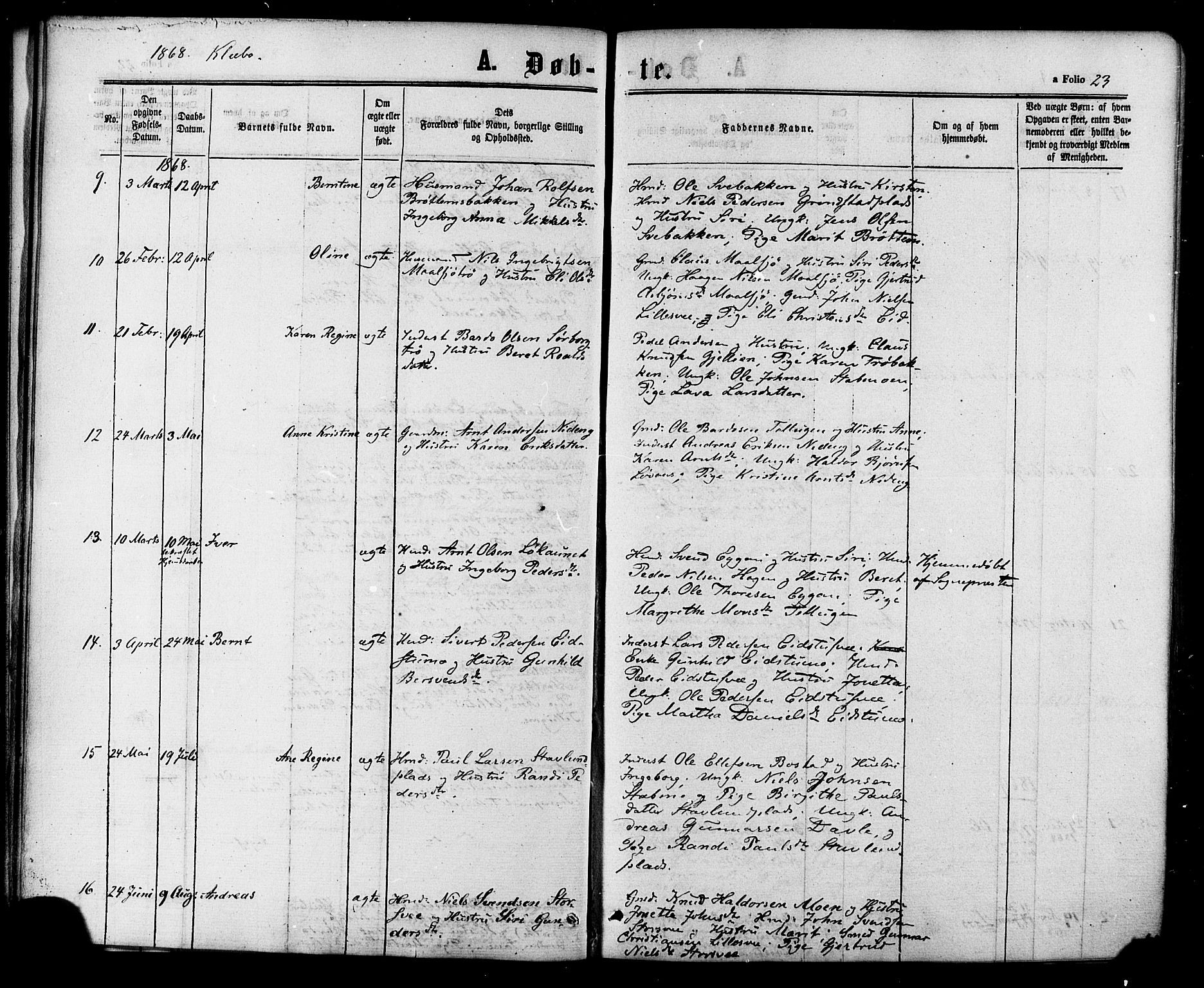 Ministerialprotokoller, klokkerbøker og fødselsregistre - Sør-Trøndelag, SAT/A-1456/618/L0442: Parish register (official) no. 618A06 /1, 1863-1879, p. 23