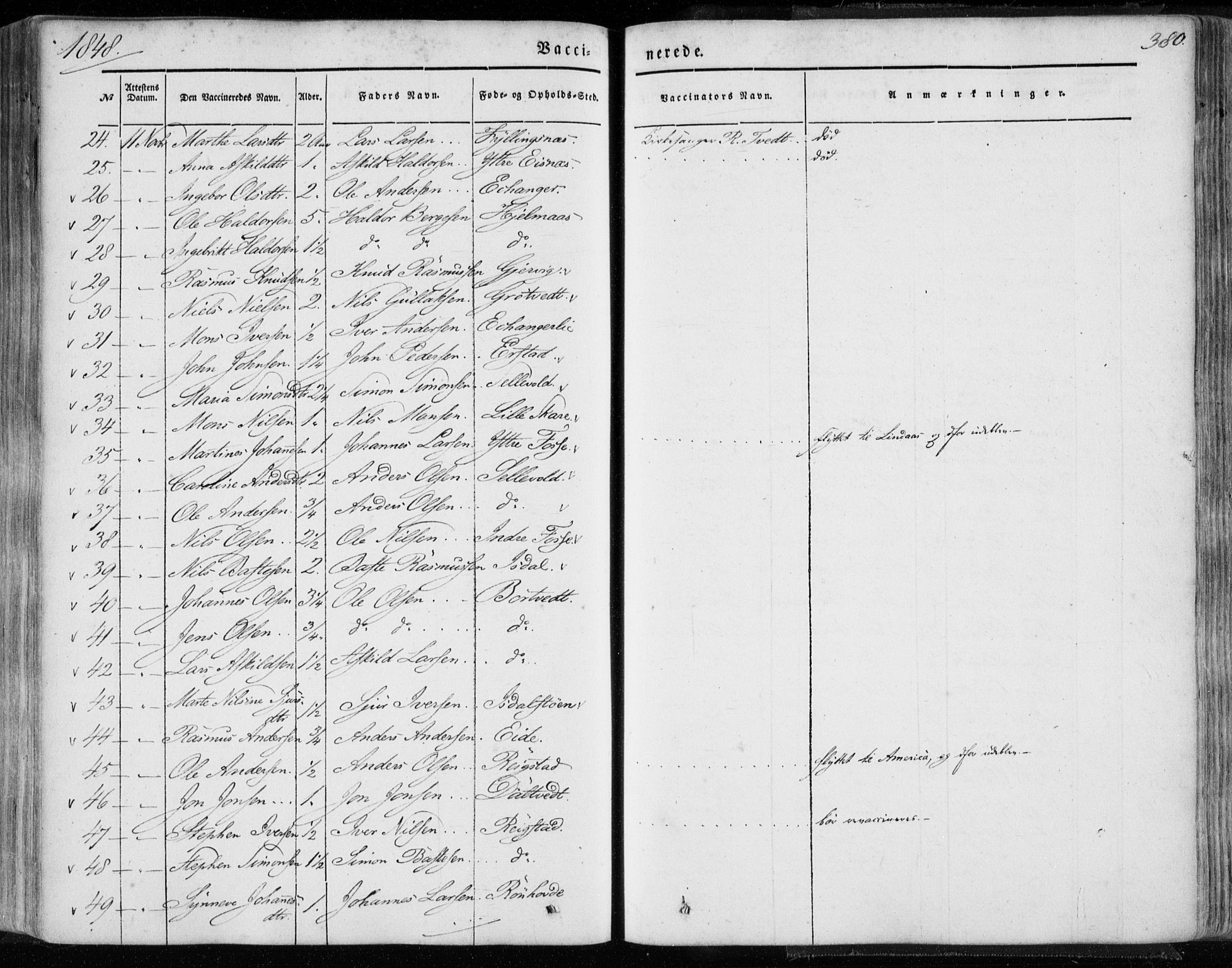 Hamre sokneprestembete, AV/SAB-A-75501/H/Ha/Haa/Haaa/L0013: Parish register (official) no. A 13, 1846-1857, p. 380