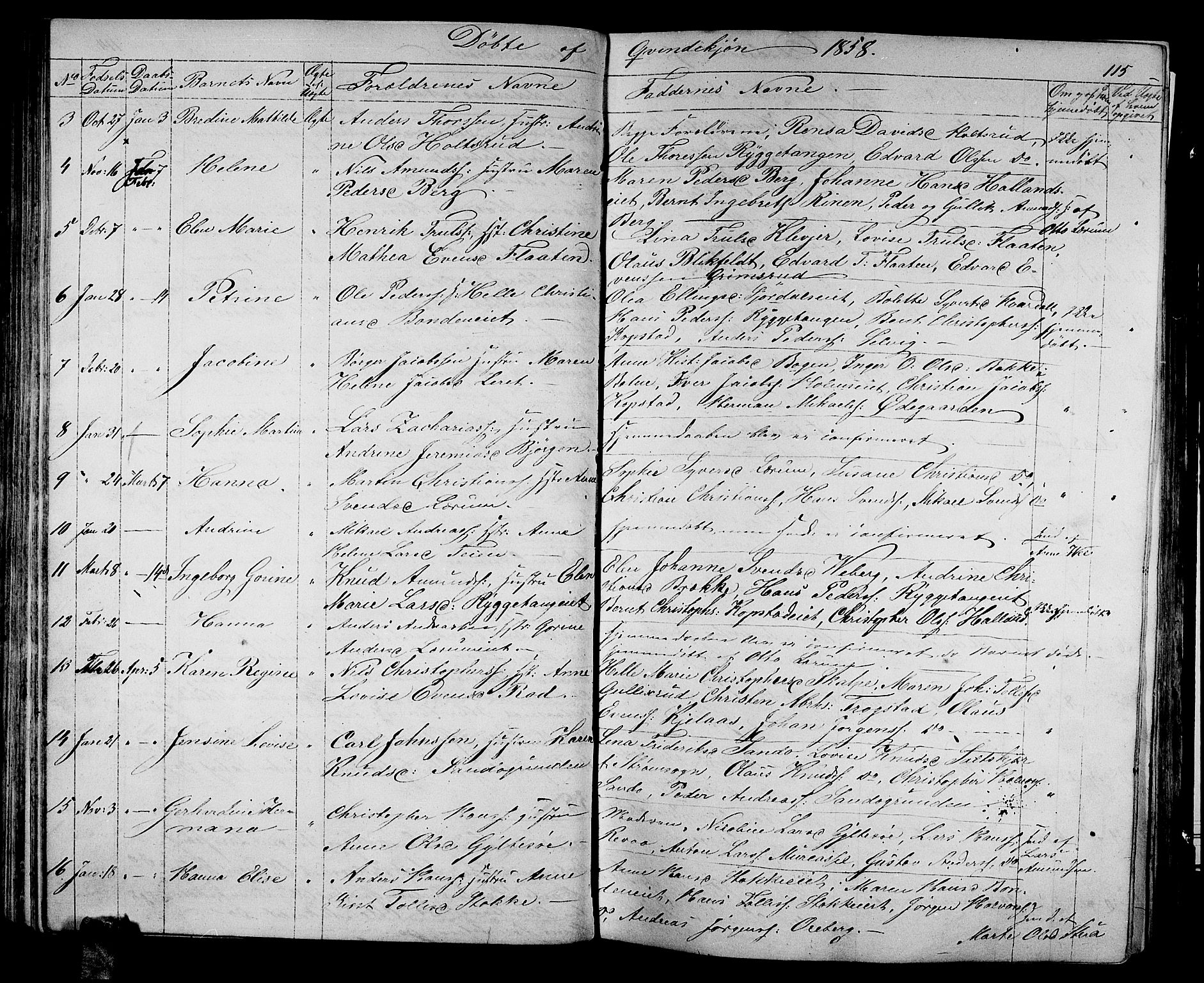Sande Kirkebøker, AV/SAKO-A-53/G/Ga/L0002: Parish register (copy) no. 2, 1847-1863, p. 115