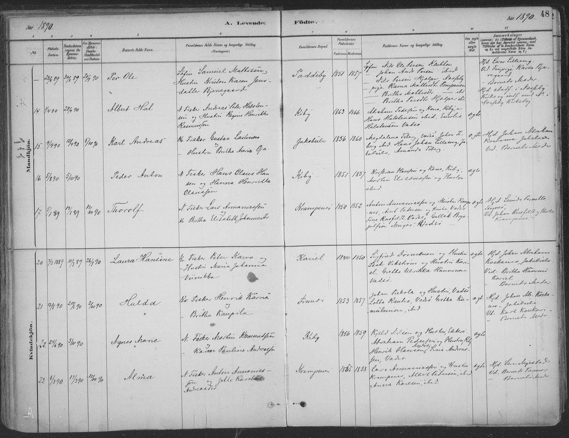 Vadsø sokneprestkontor, SATØ/S-1325/H/Ha/L0009kirke: Parish register (official) no. 9, 1881-1917, p. 48