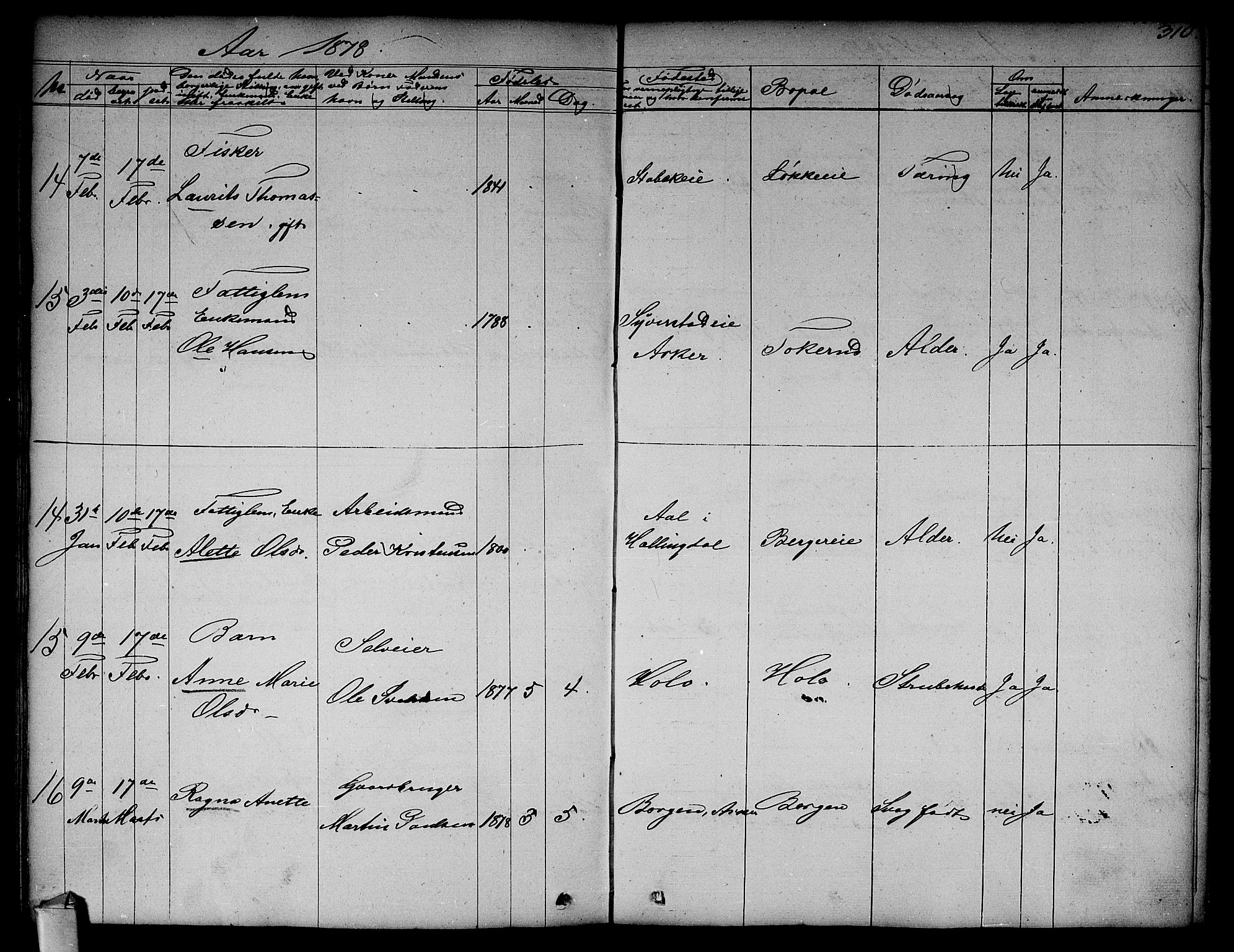 Asker prestekontor Kirkebøker, AV/SAO-A-10256a/F/Fa/L0011: Parish register (official) no. I 11, 1825-1878, p. 310