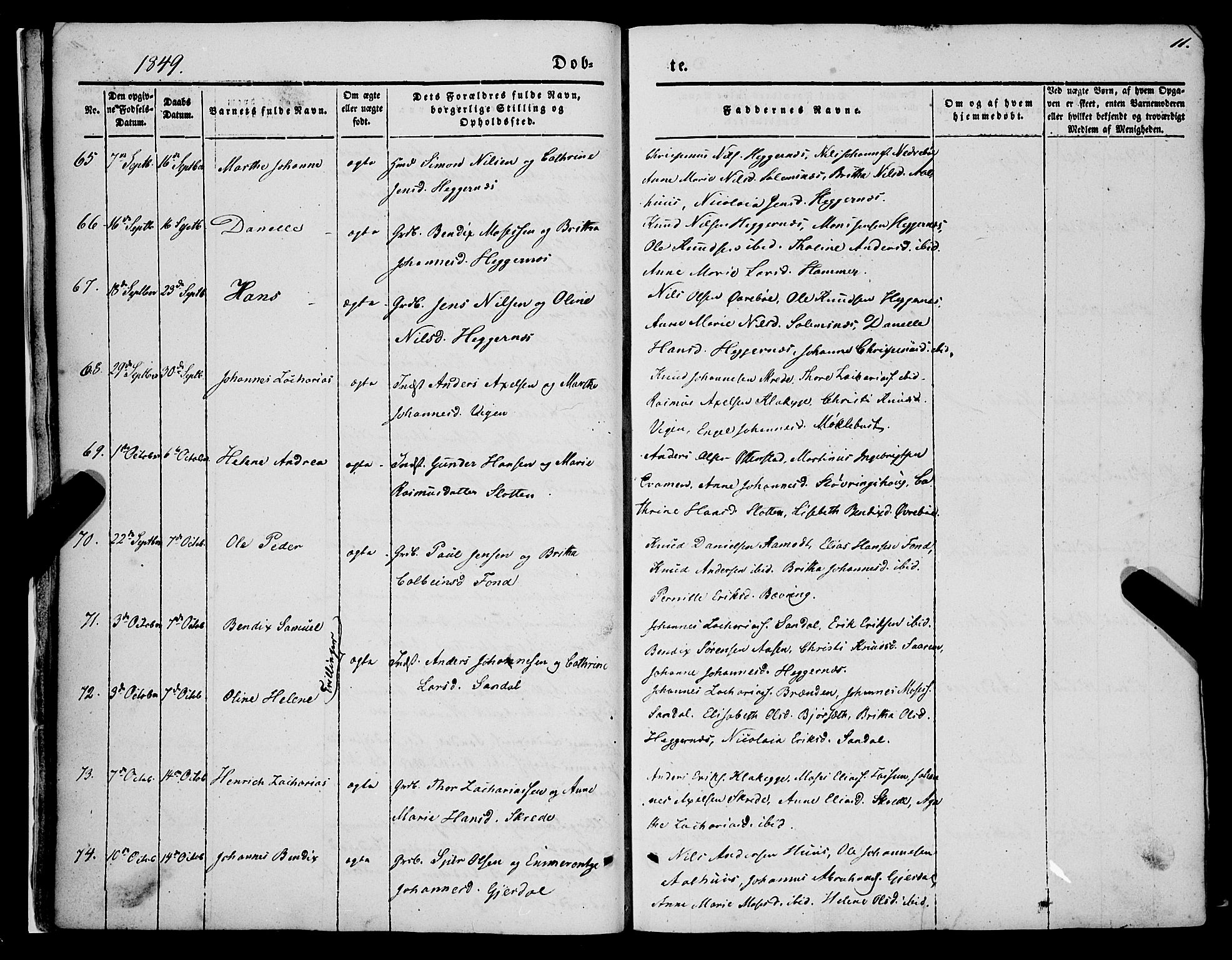 Jølster sokneprestembete, AV/SAB-A-80701/H/Haa/Haaa/L0010: Parish register (official) no. A 10, 1847-1865, p. 11