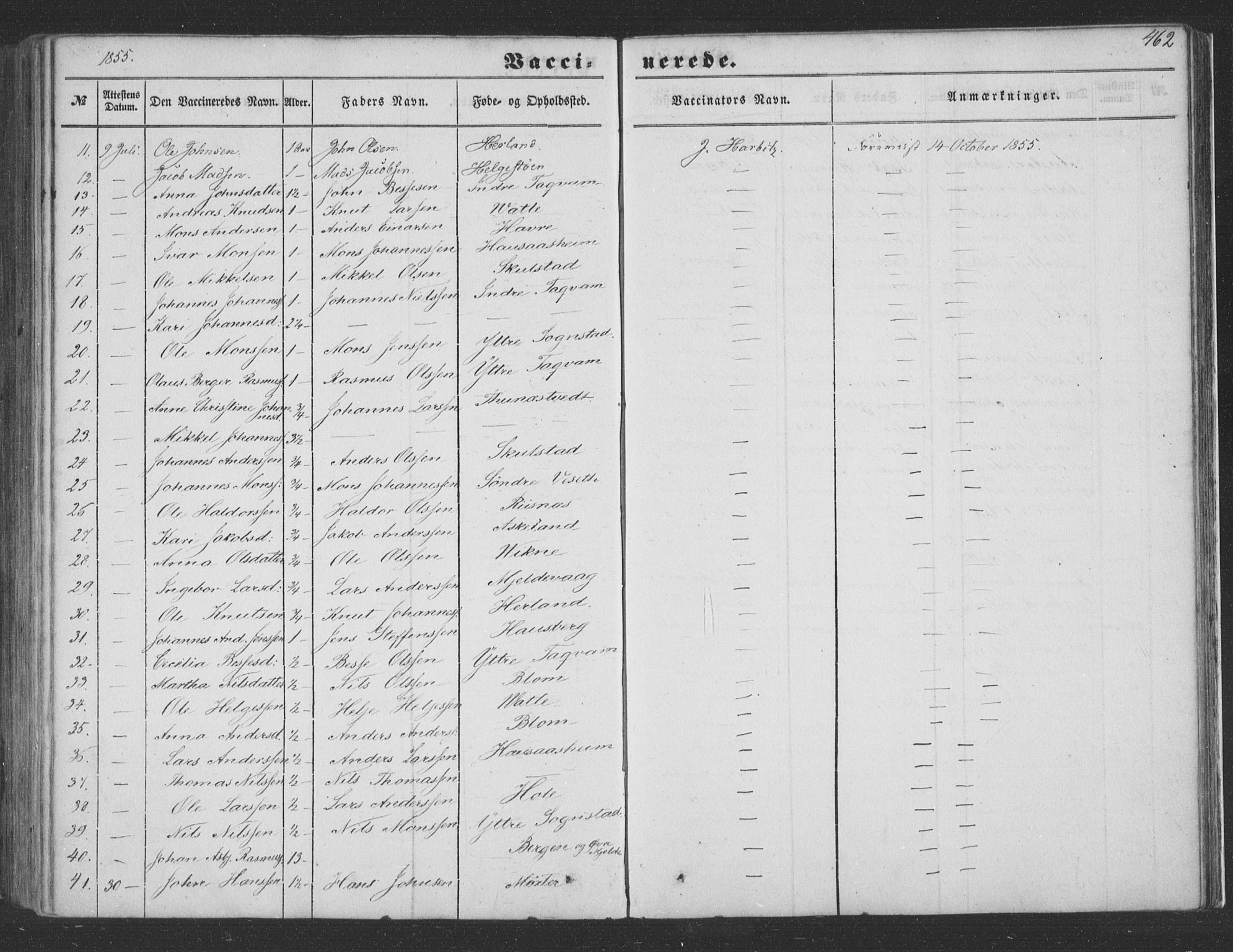 Haus sokneprestembete, SAB/A-75601/H/Haa: Parish register (official) no. A 16 II, 1848-1857, p. 462