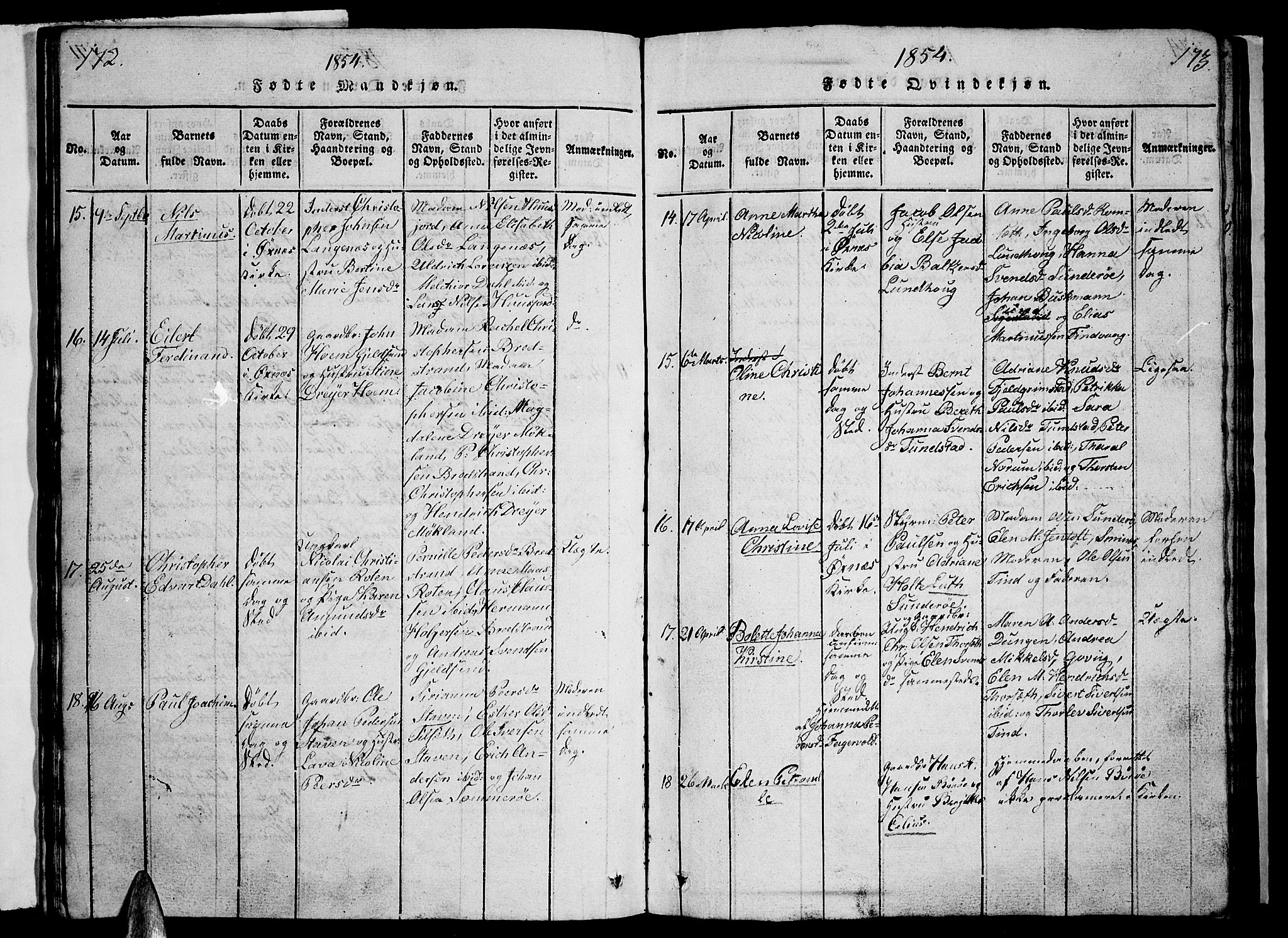 Ministerialprotokoller, klokkerbøker og fødselsregistre - Nordland, AV/SAT-A-1459/893/L1346: Parish register (copy) no. 893C01, 1820-1858, p. 172-173