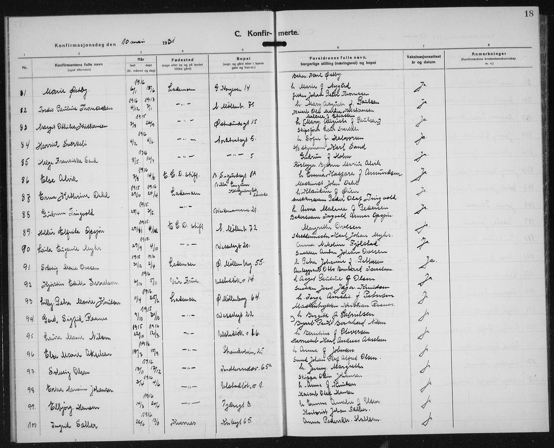 Ministerialprotokoller, klokkerbøker og fødselsregistre - Sør-Trøndelag, AV/SAT-A-1456/605/L0262: Parish register (copy) no. 605C09, 1930-1933, p. 18