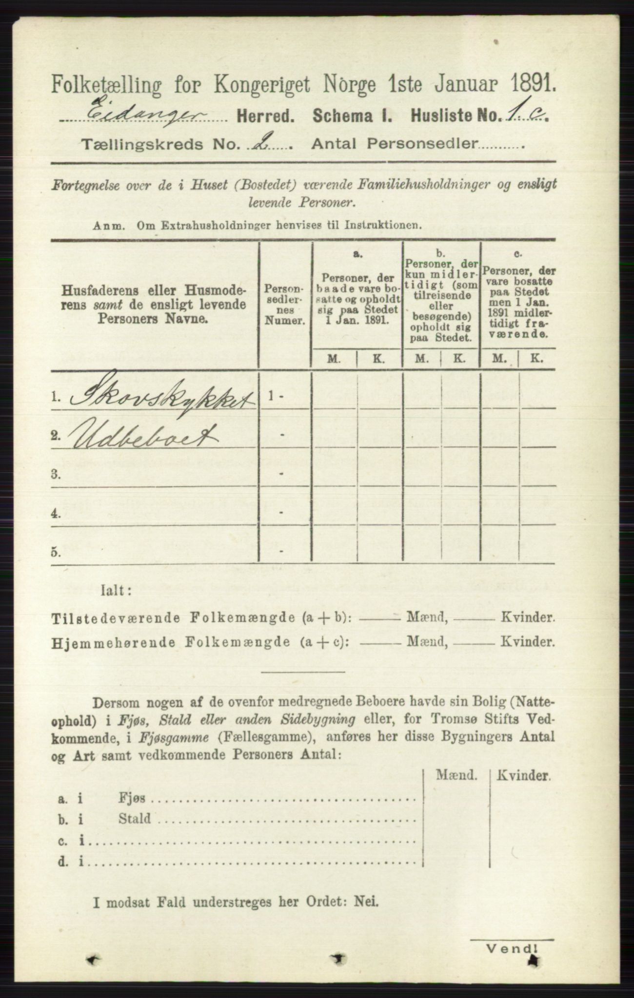 RA, 1891 census for 0813 Eidanger, 1891, p. 769