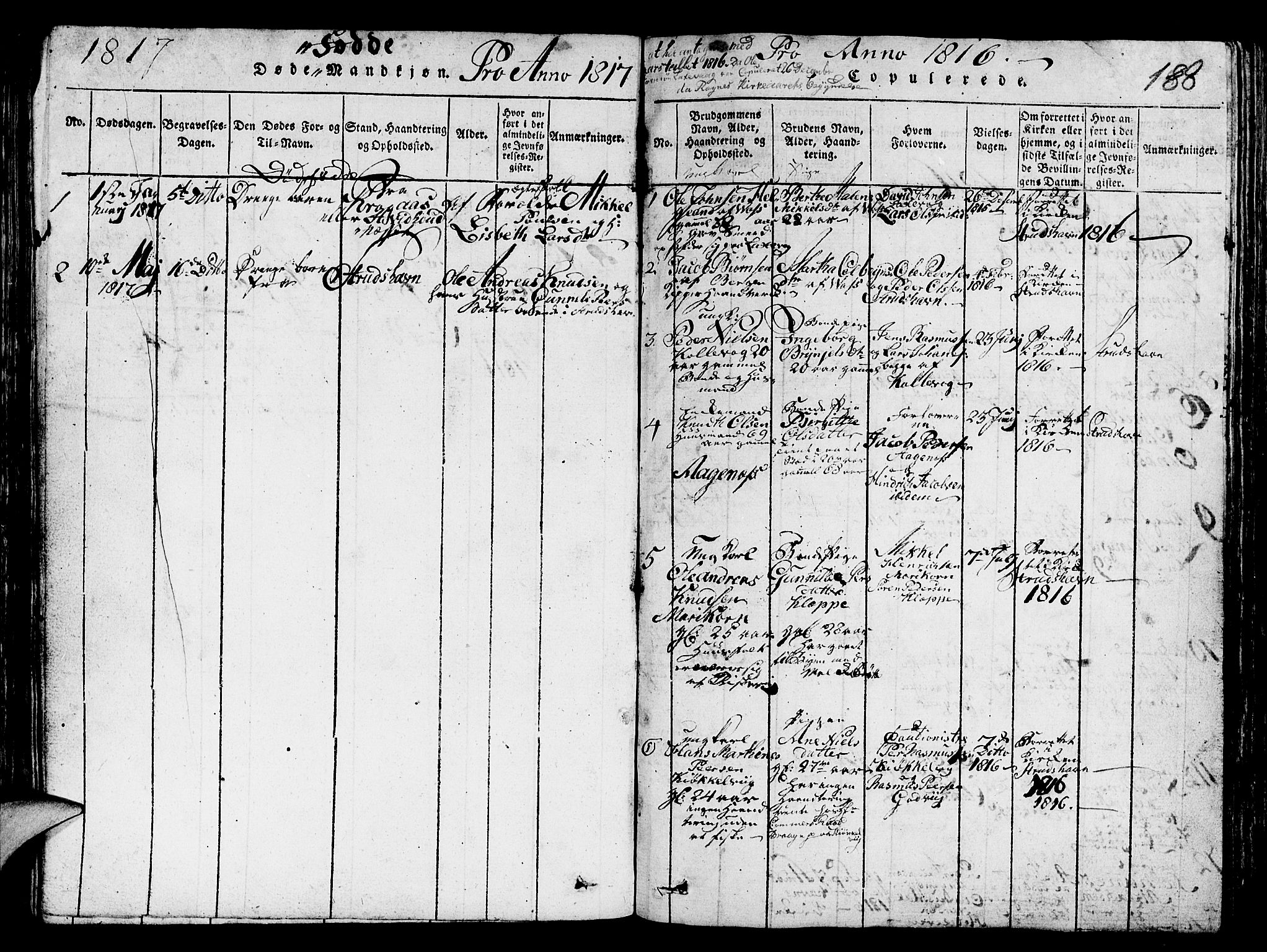 Askøy Sokneprestembete, SAB/A-74101/H/Ha/Hab/Haba/L0002: Parish register (copy) no. A 2, 1815-1846, p. 188