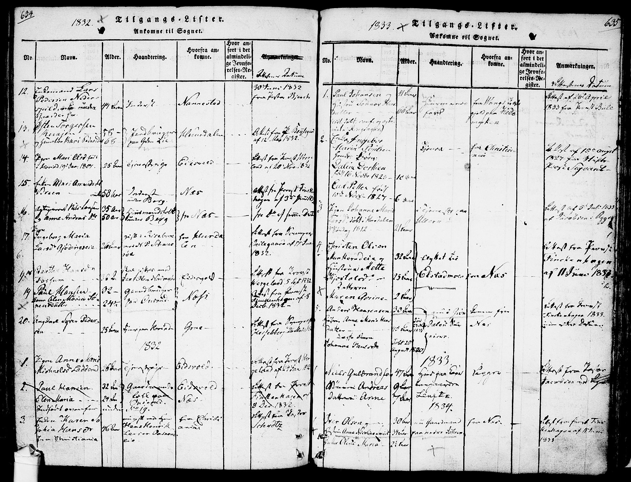 Ullensaker prestekontor Kirkebøker, AV/SAO-A-10236a/F/Fa/L0013: Parish register (official) no. I 13, 1815-1835, p. 634-635