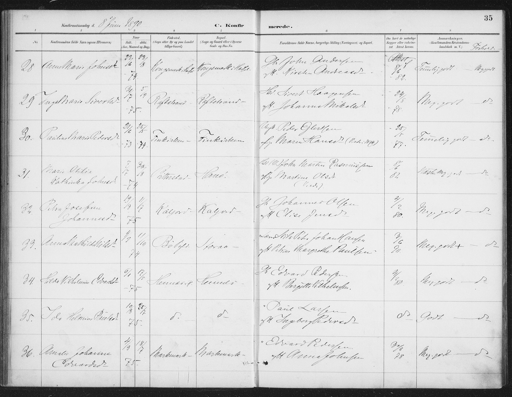 Ministerialprotokoller, klokkerbøker og fødselsregistre - Nordland, AV/SAT-A-1459/888/L1245: Parish register (official) no. 888A11, 1888-1900, p. 35