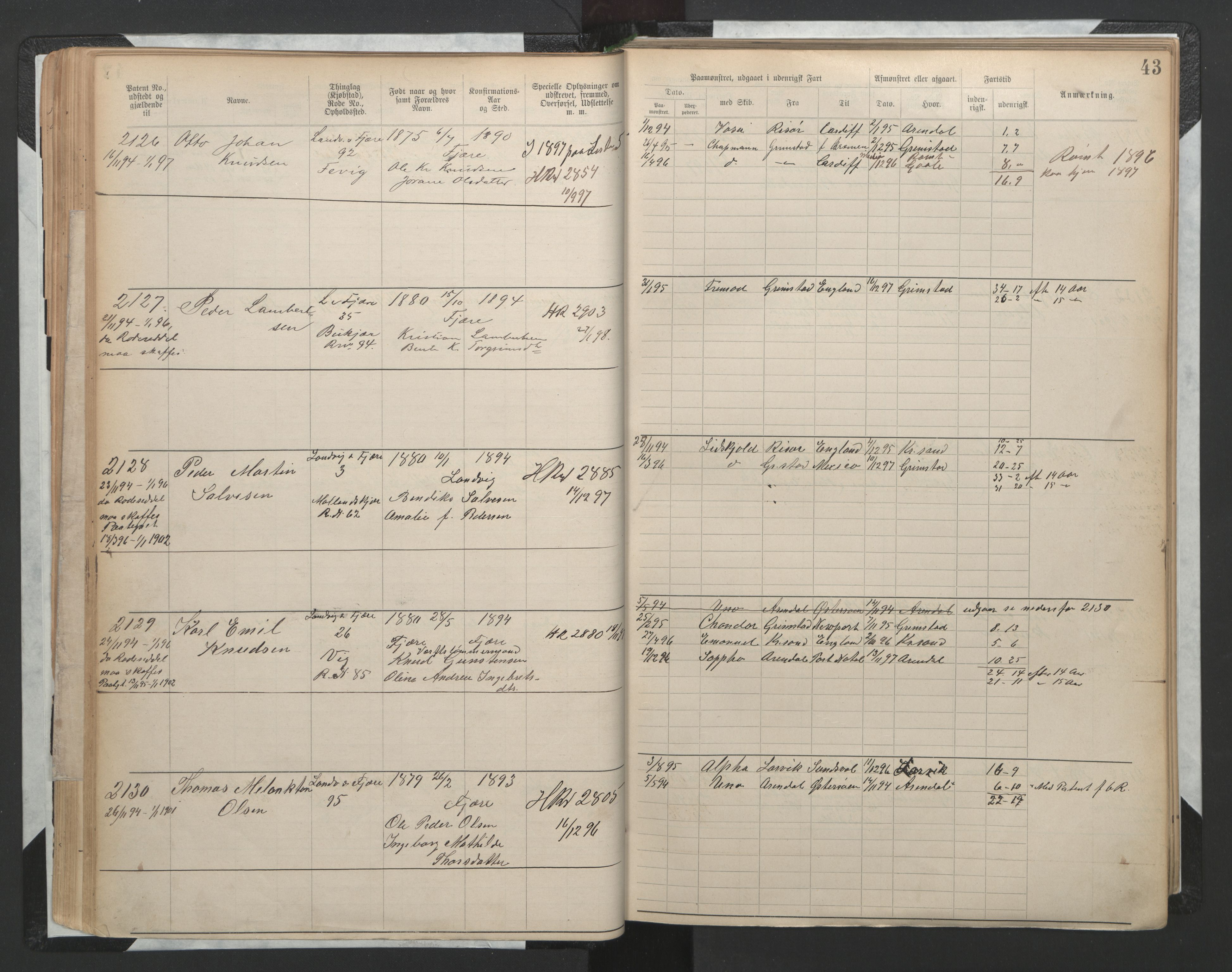 Grimstad mønstringskrets, SAK/2031-0013/F/Fa/L0002: Annotasjonsrulle nr 1921-3452 med register, F-2, 1892-1948, p. 68