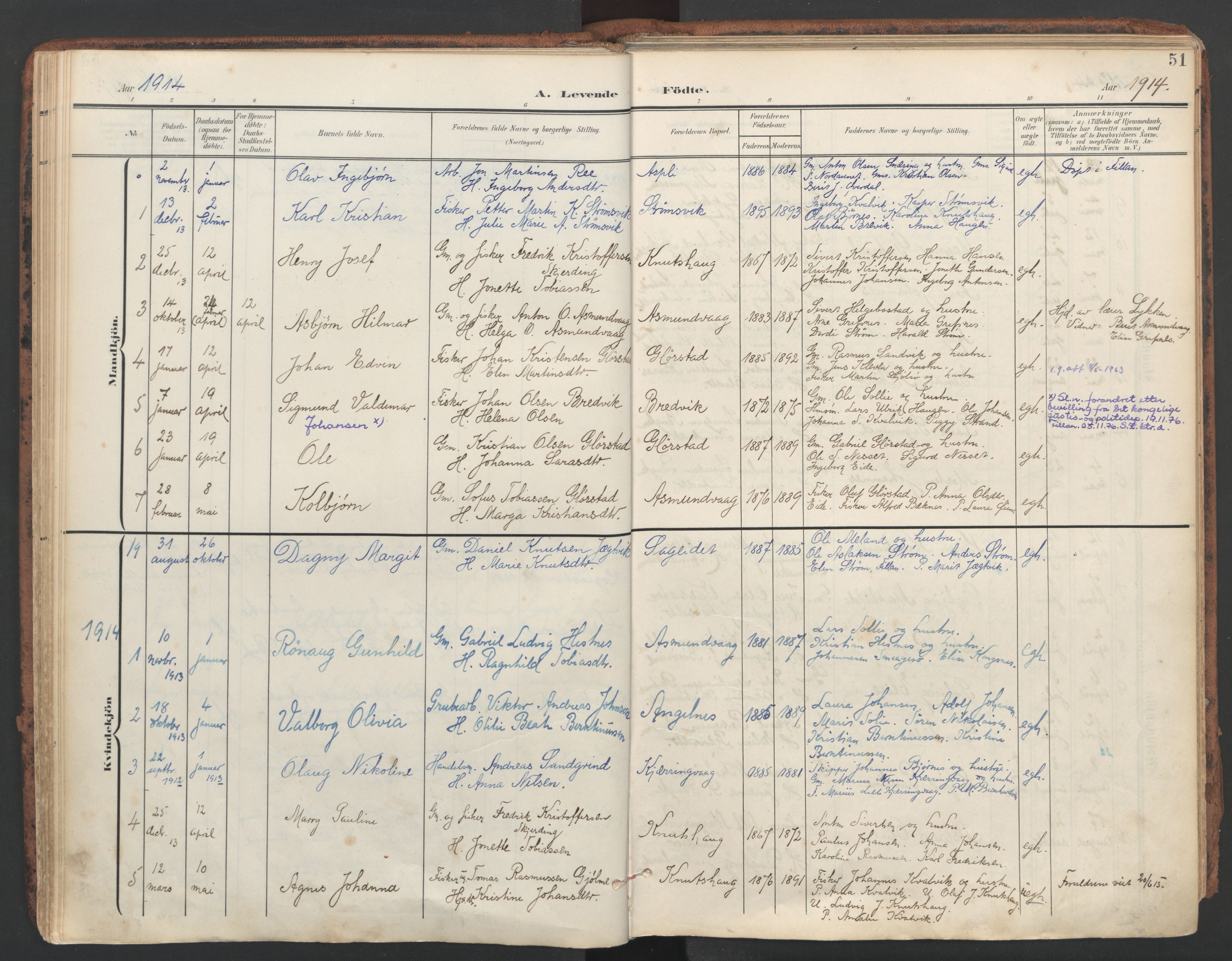 Ministerialprotokoller, klokkerbøker og fødselsregistre - Sør-Trøndelag, SAT/A-1456/634/L0537: Parish register (official) no. 634A13, 1896-1922, p. 51
