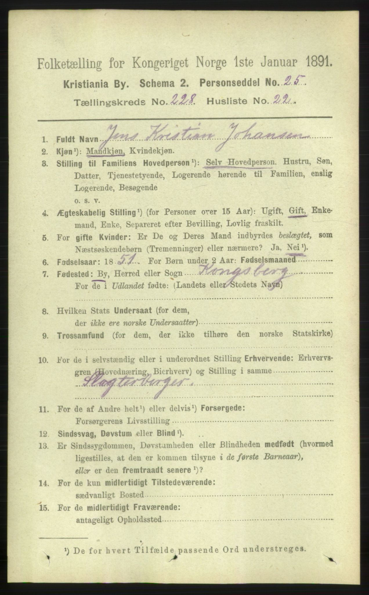 RA, 1891 census for 0301 Kristiania, 1891, p. 140231