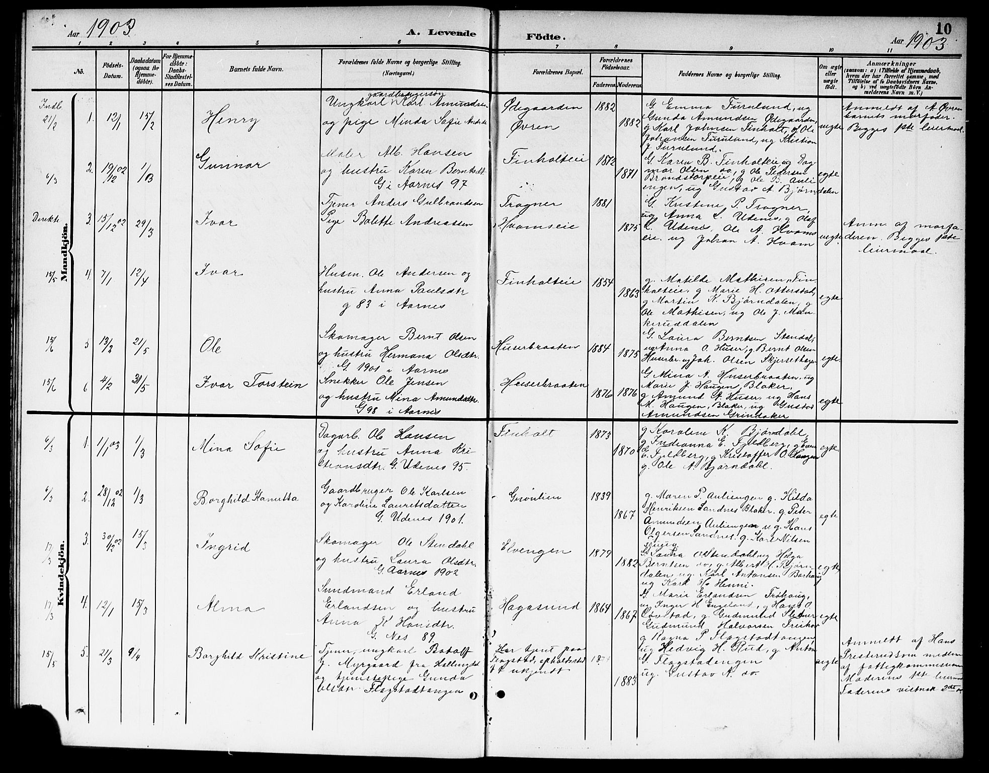 Nes prestekontor Kirkebøker, SAO/A-10410/G/Gb/L0001: Parish register (copy) no. II 1, 1901-1917, p. 10