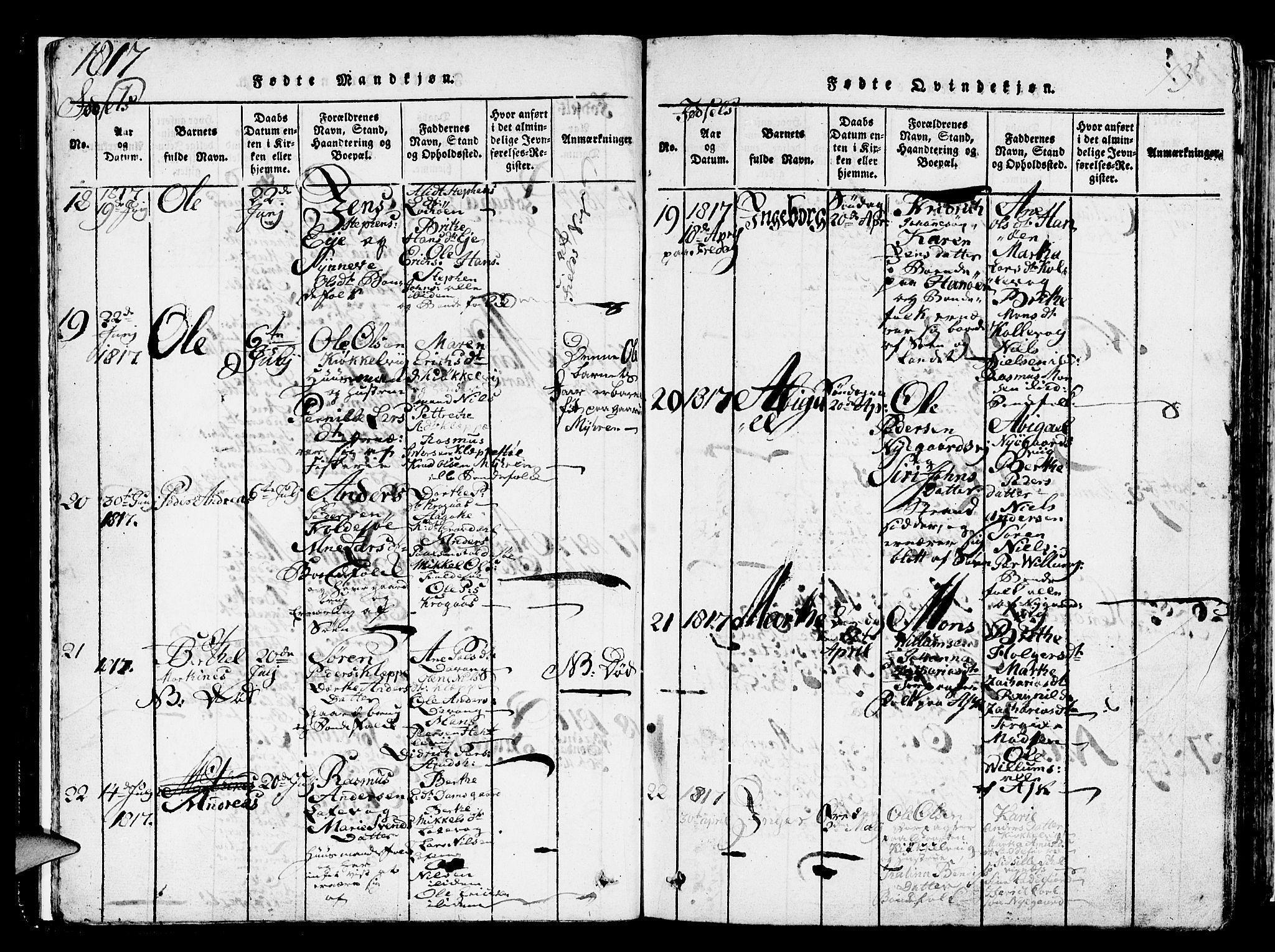 Askøy Sokneprestembete, SAB/A-74101/H/Ha/Hab/Haba/L0002: Parish register (copy) no. A 2, 1815-1846, p. 13