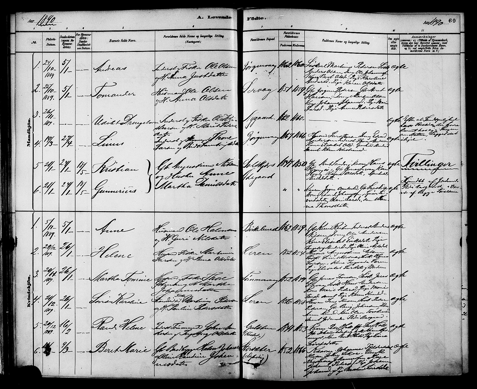 Ministerialprotokoller, klokkerbøker og fødselsregistre - Møre og Romsdal, AV/SAT-A-1454/577/L0896: Parish register (official) no. 577A03, 1880-1898, p. 60