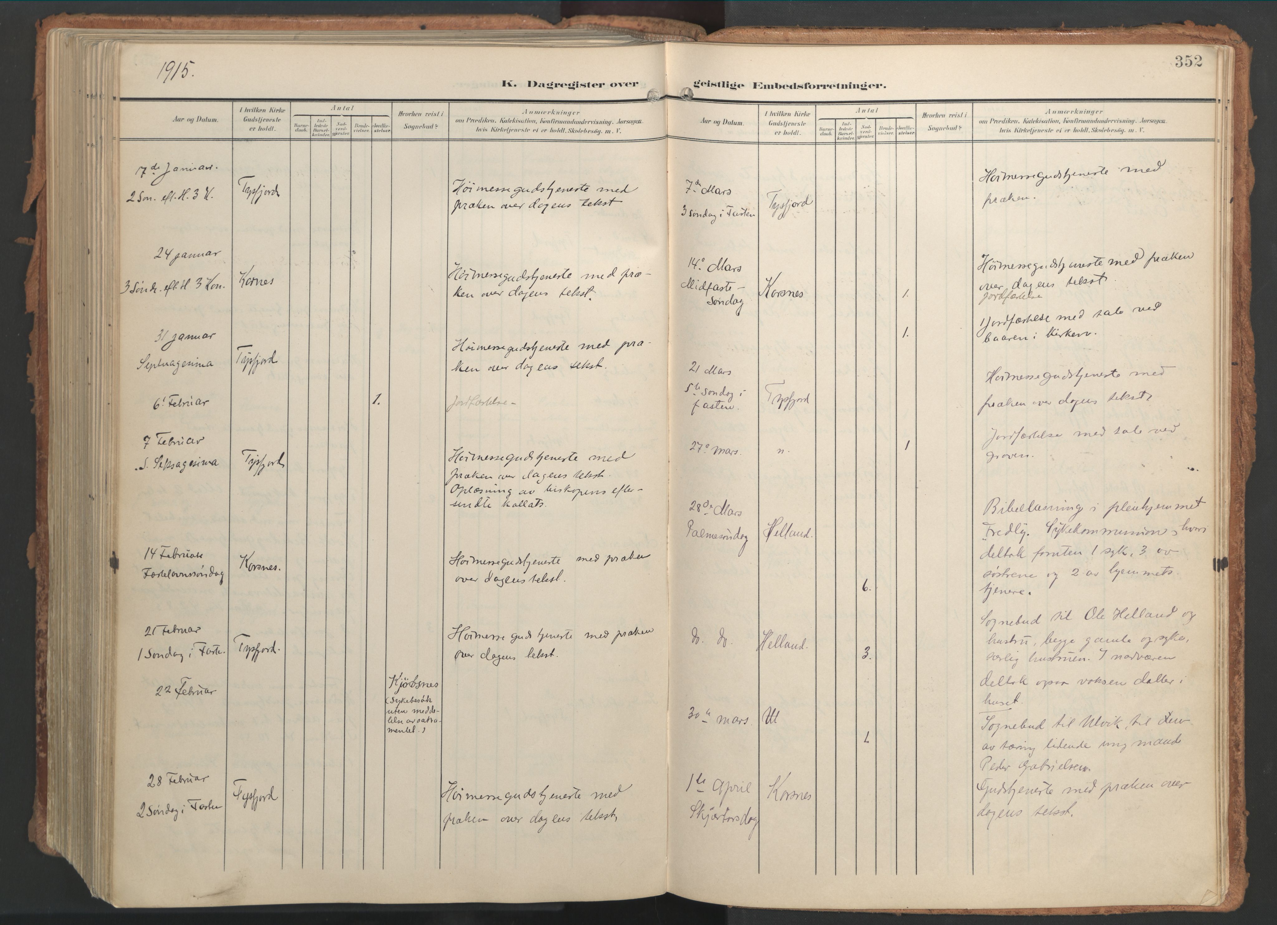 Ministerialprotokoller, klokkerbøker og fødselsregistre - Nordland, AV/SAT-A-1459/861/L0871: Parish register (official) no. 861A06, 1903-1916, p. 352