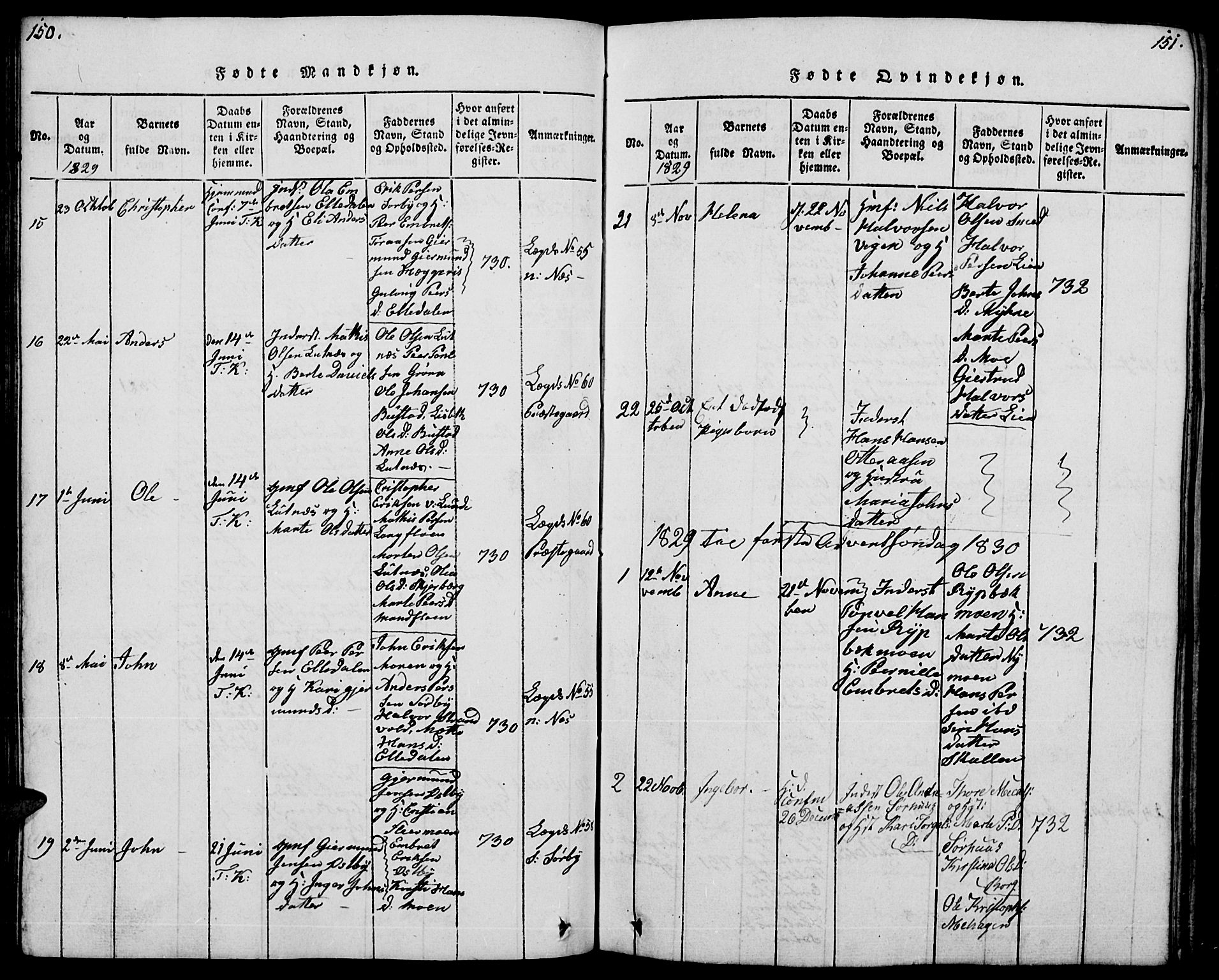 Trysil prestekontor, SAH/PREST-046/H/Ha/Hab/L0004: Parish register (copy) no. 4, 1814-1841, p. 150-151